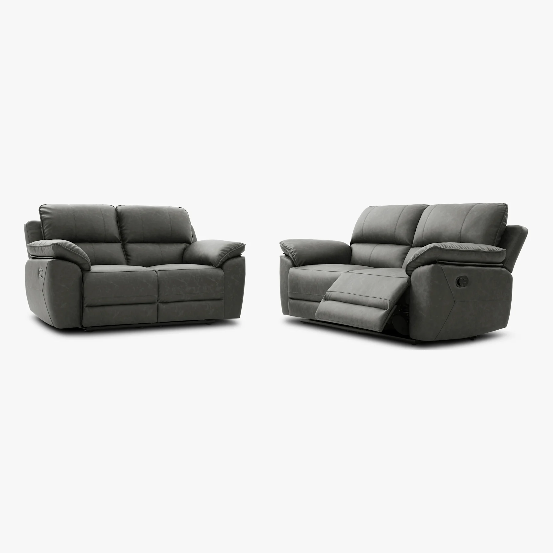 Seville 3+2 Seater Recliner Sofa Set, Vintage Grey Premium Faux Leather