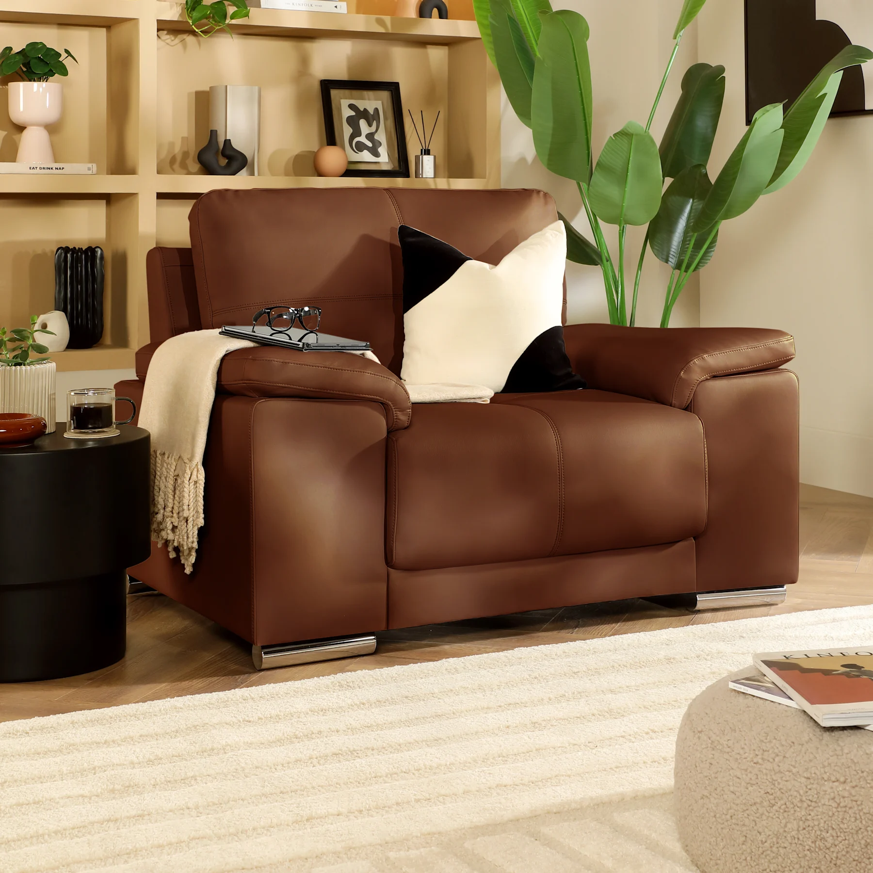 Kansas Armchair, Tan Premium Faux Leather