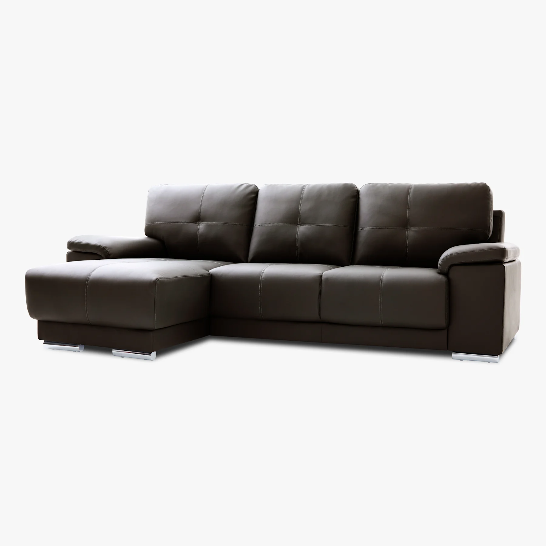 Kansas L-Shape Corner Sofa, Left Hand Facing, Brown Premium Faux Leather