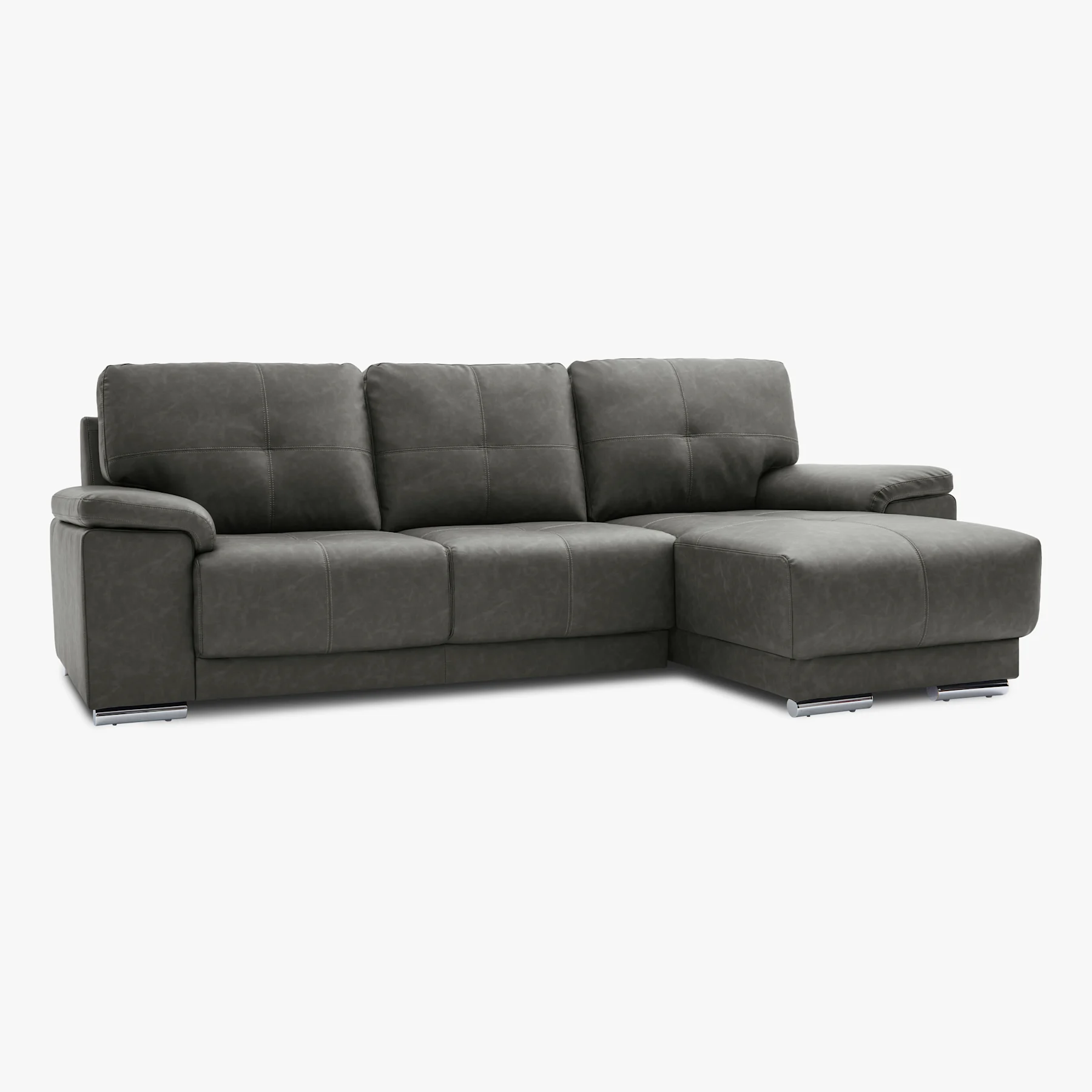 Kansas L-Shape Corner Sofa, Right Hand Facing, Vintage Grey Premium Faux Leather
