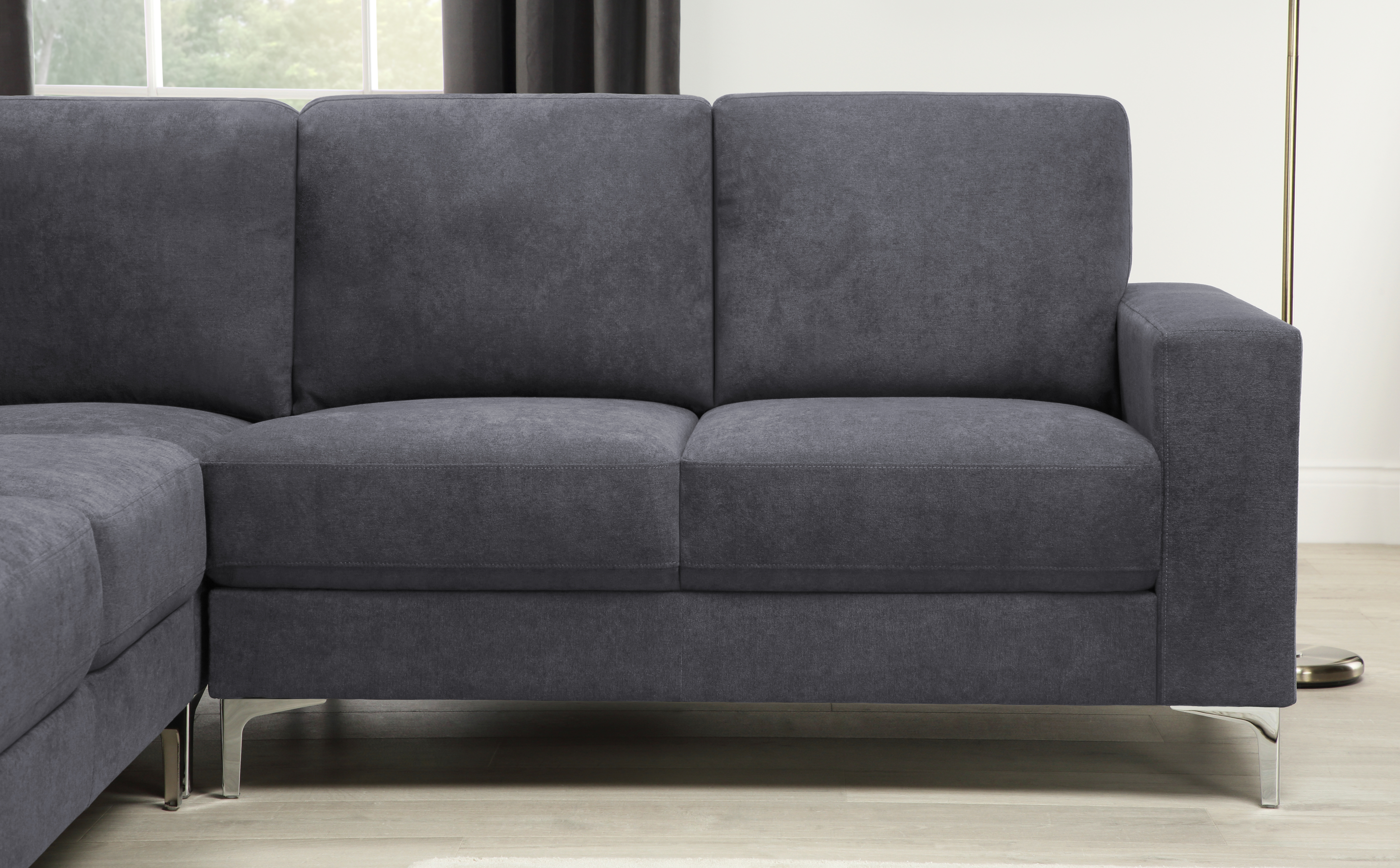FLANNEL SOFA グレー Baltimore Corner Sofa, Slate Grey Classic Plush Fabric Only