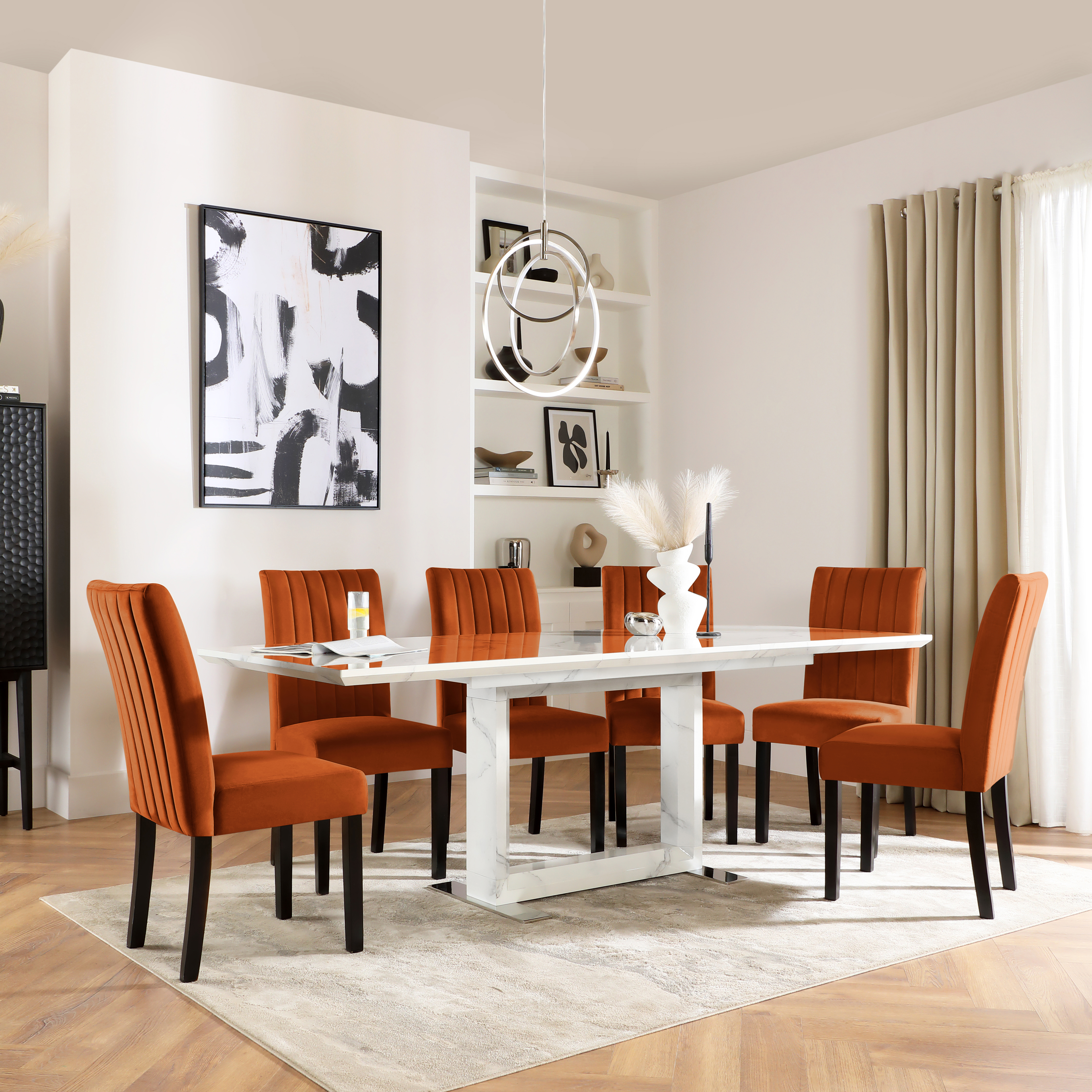 PROGRESSIVE ITALIA VOL.1〜VOL.8 Tokyo Extending Dining Table & 8 Salisbury Chairs, White