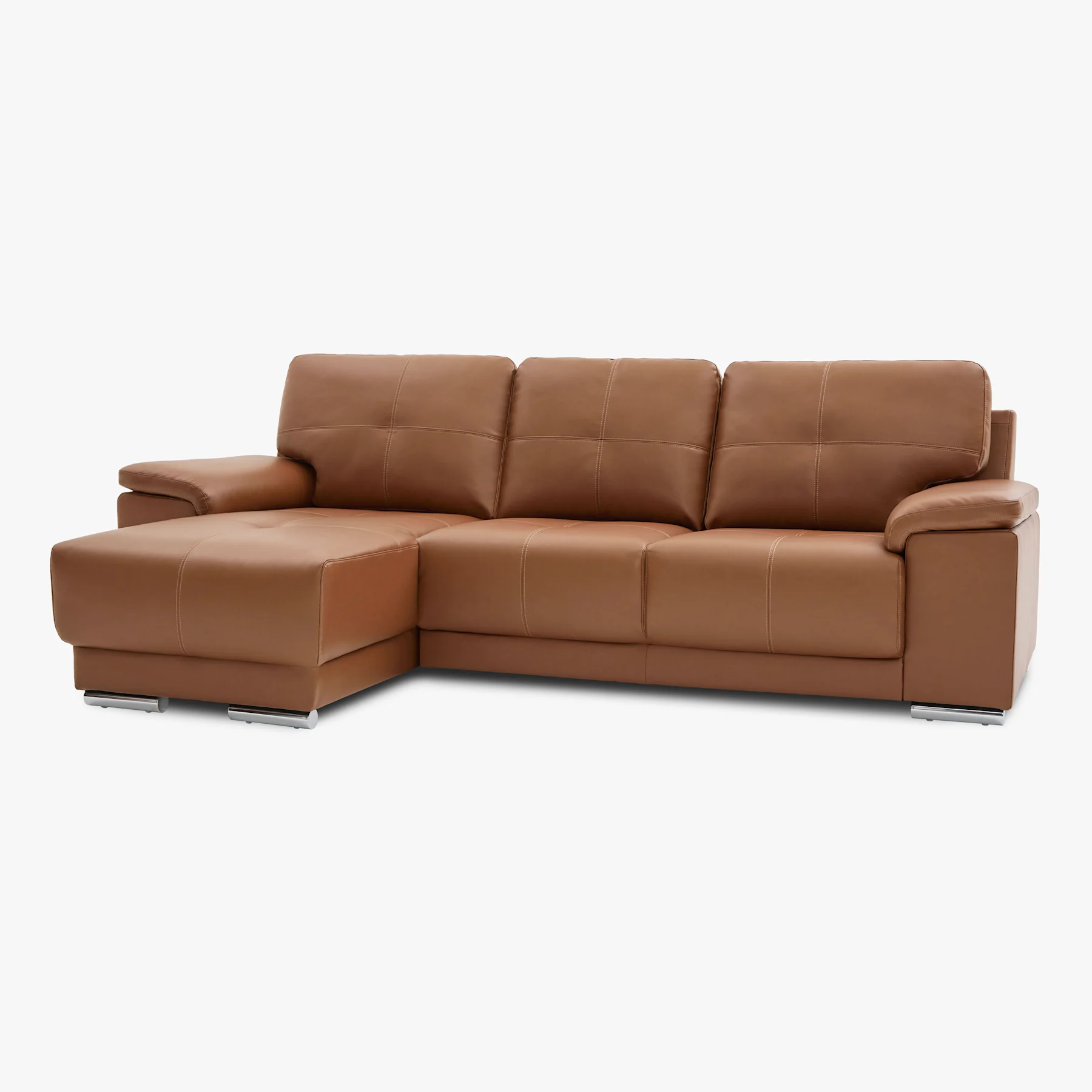 Kansas L-Shape Corner Sofa, Left Hand Facing, Tan Premium Faux Leather