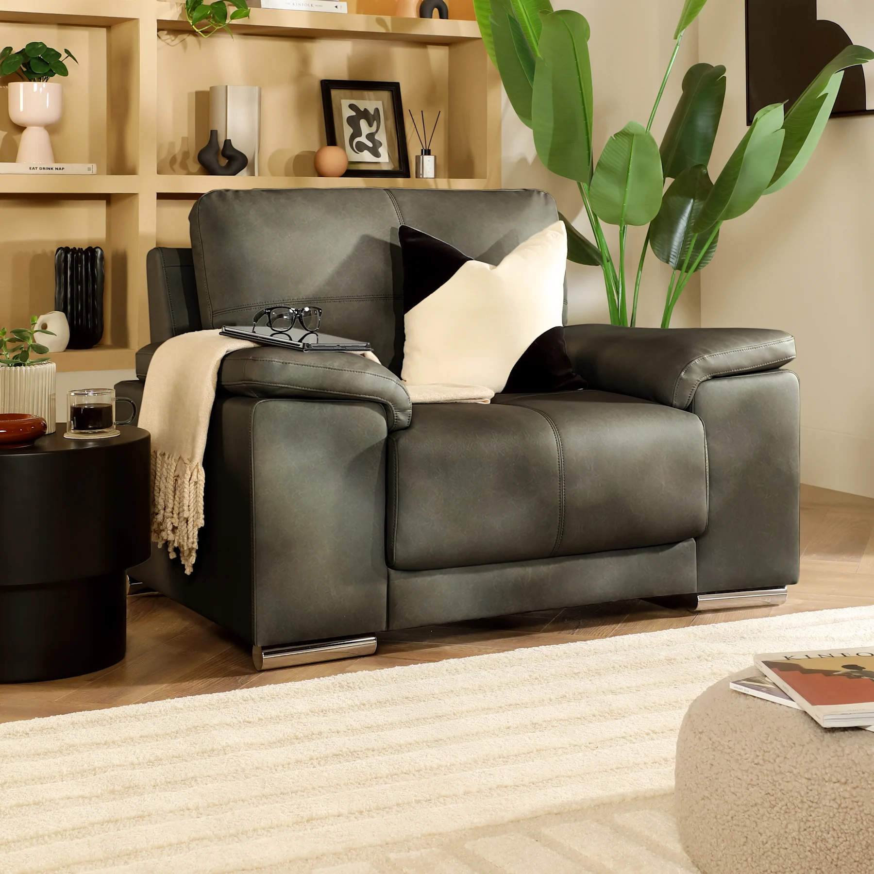 Kansas Armchair, Vintage Grey Premium Faux Leather