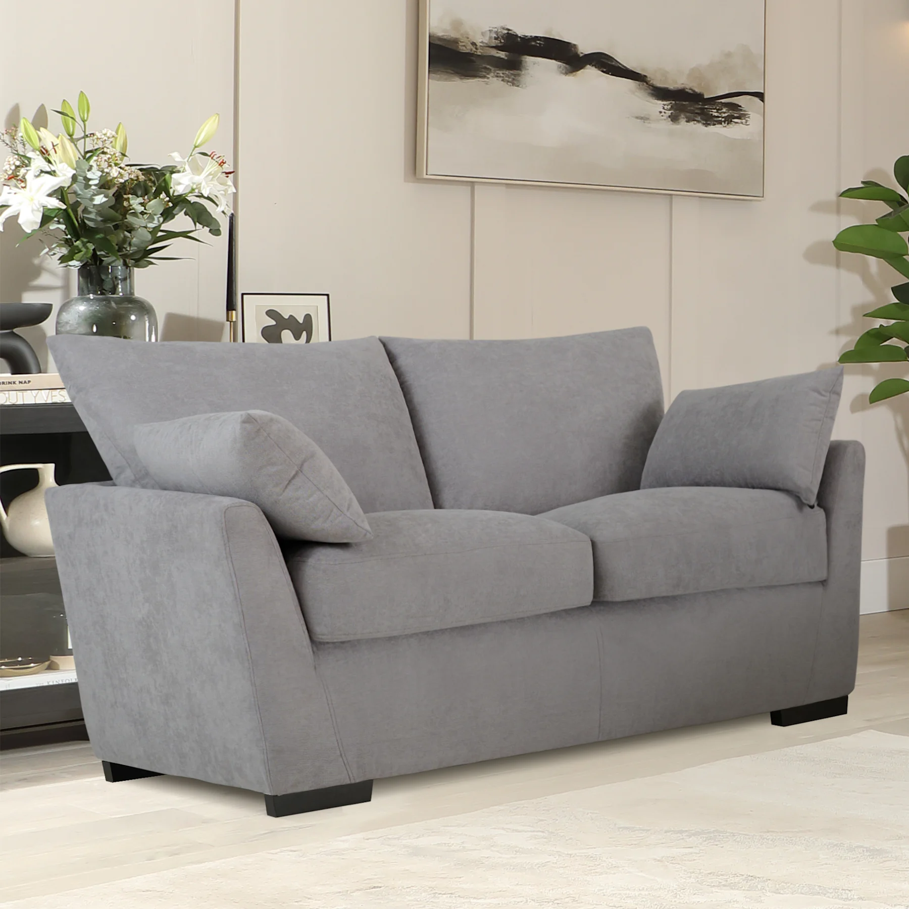 Langdon 2 Seater Sofa, Grey House Plush Fabric