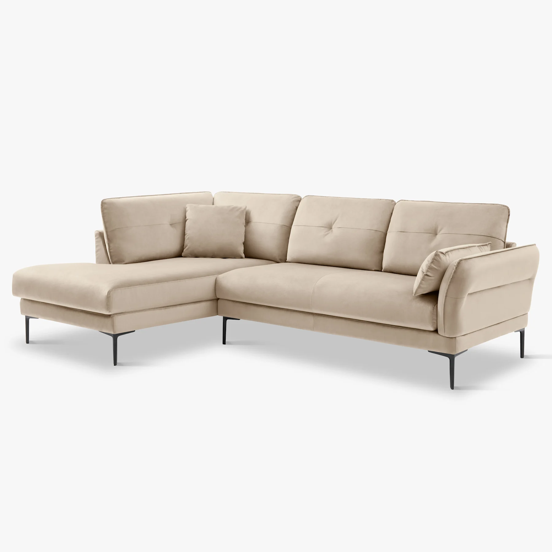Larissa L-Shape Corner Sofa, Left Hand Facing, Champagne Classic Velvet