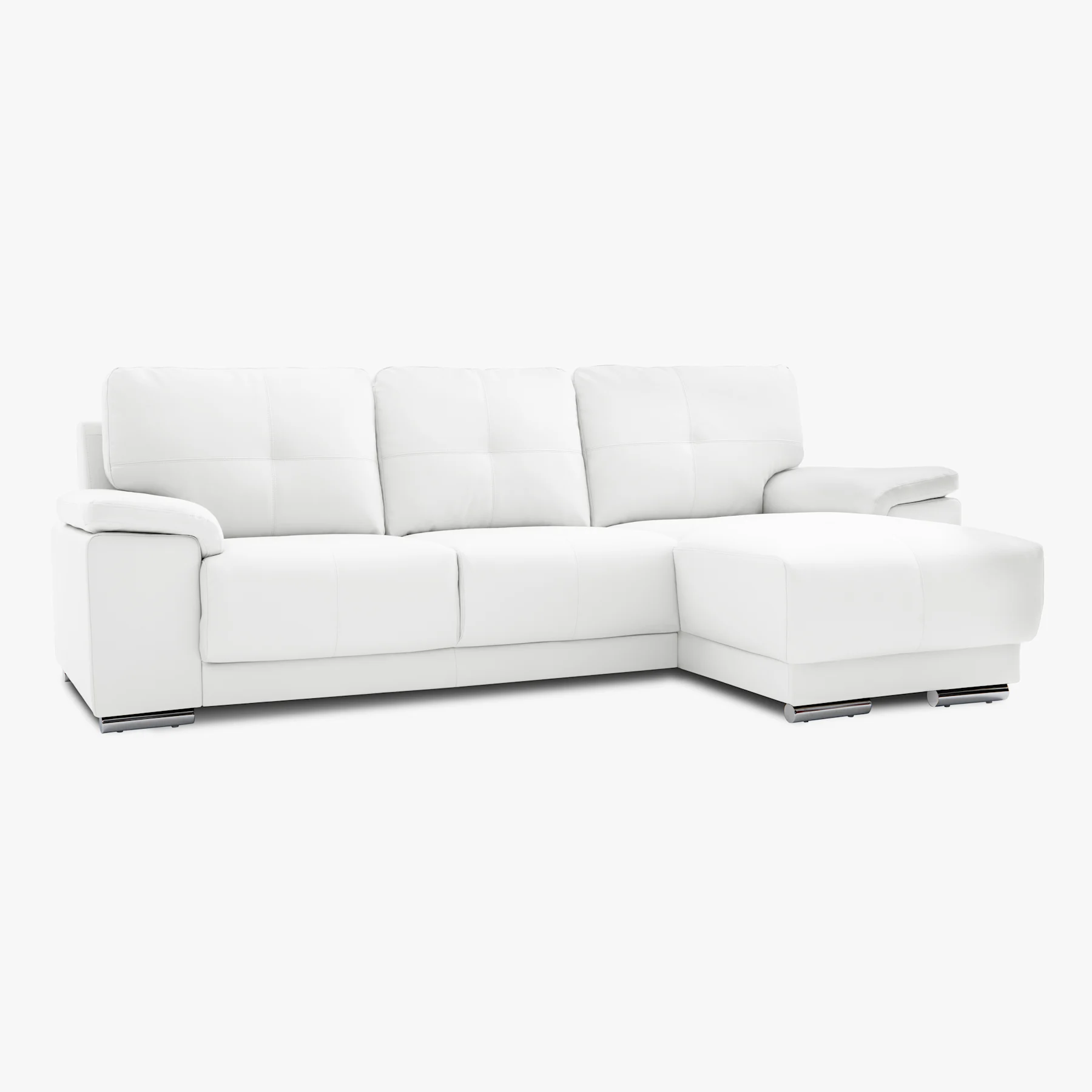 Kansas L-Shape Corner Sofa, Right Hand Facing, White Premium Faux Leather