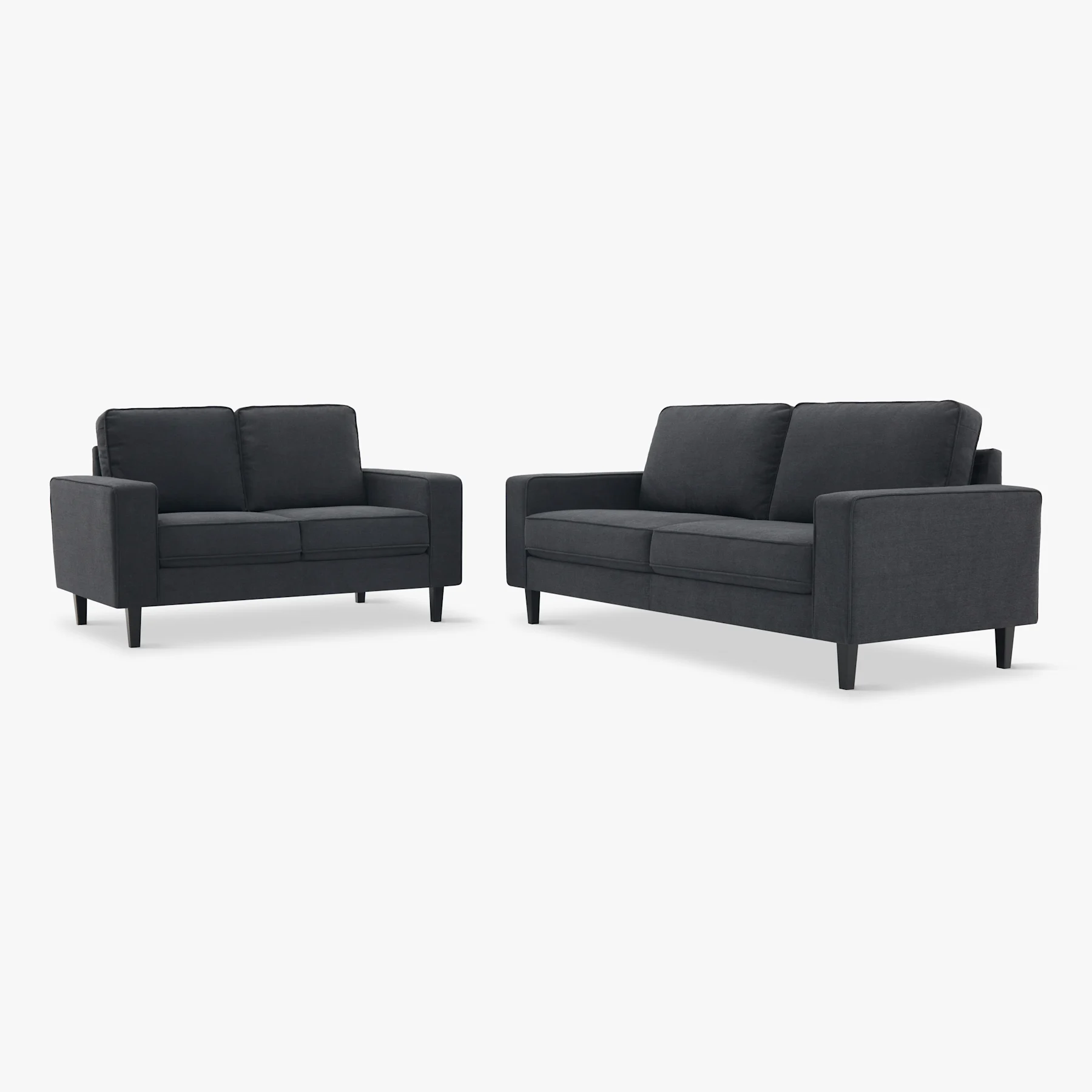 Monaco 3+2 Seater Sofa Set, Slate Grey Classic Plush Fabric