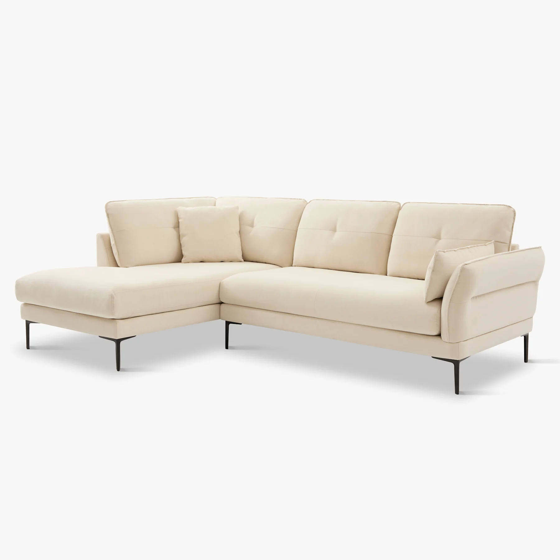 Larissa L-Shape Corner Sofa, Left Hand Facing, Ivory Classic Plush Fabric