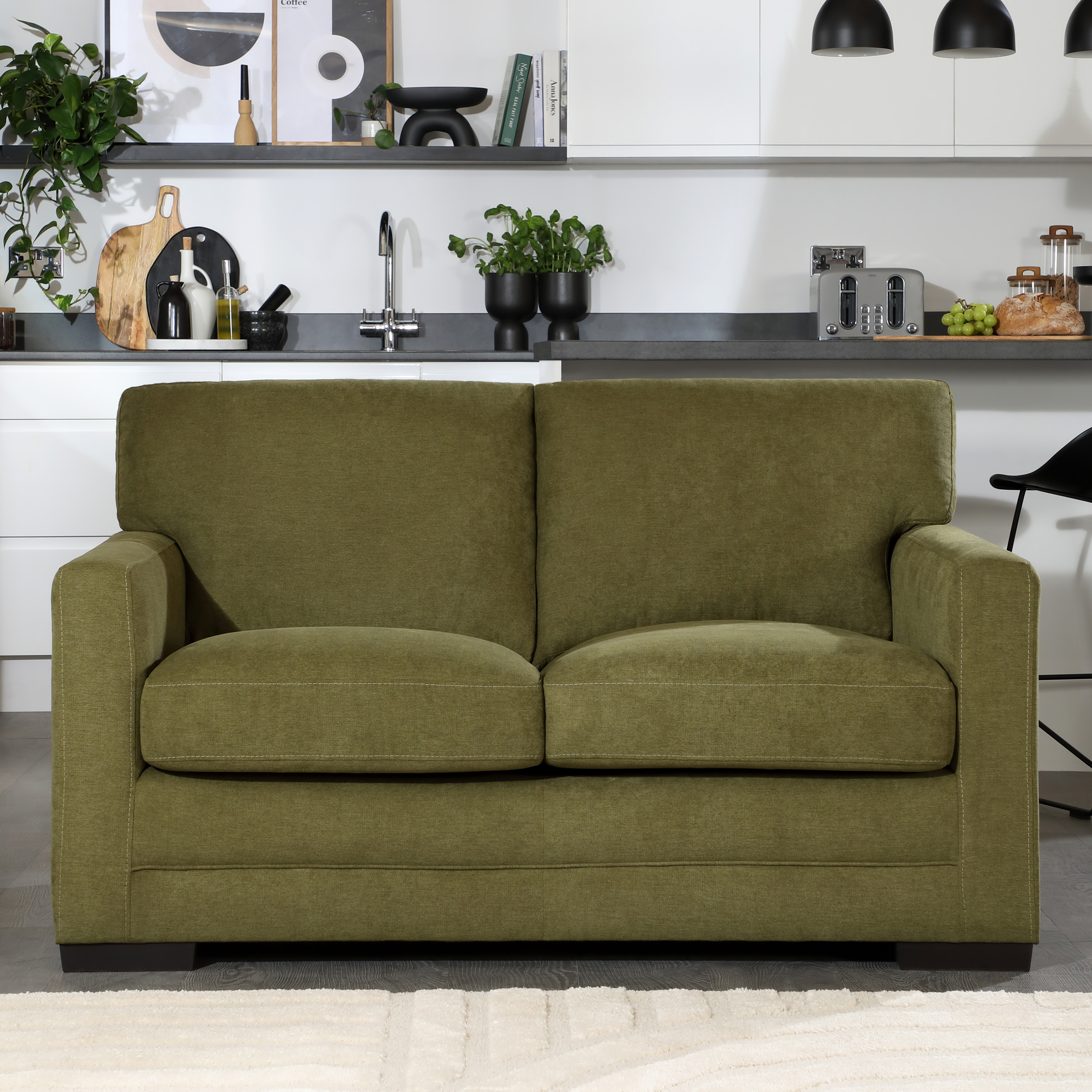 Arden 2 Seater Sofa, Olive Green House Plush Fabric Only £449.99