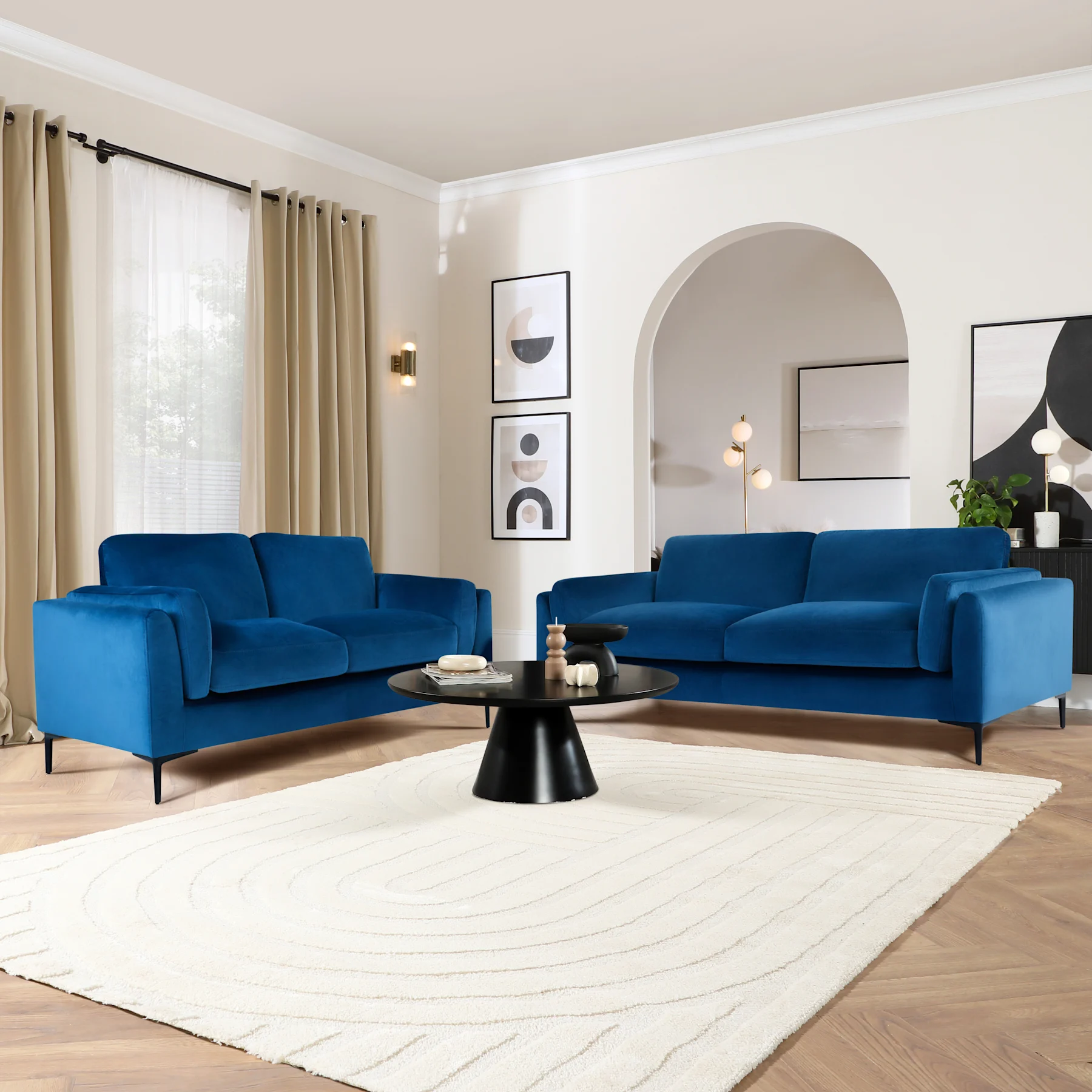 Lucia 3+2 Seater Sofa Set, Blue House Velvet