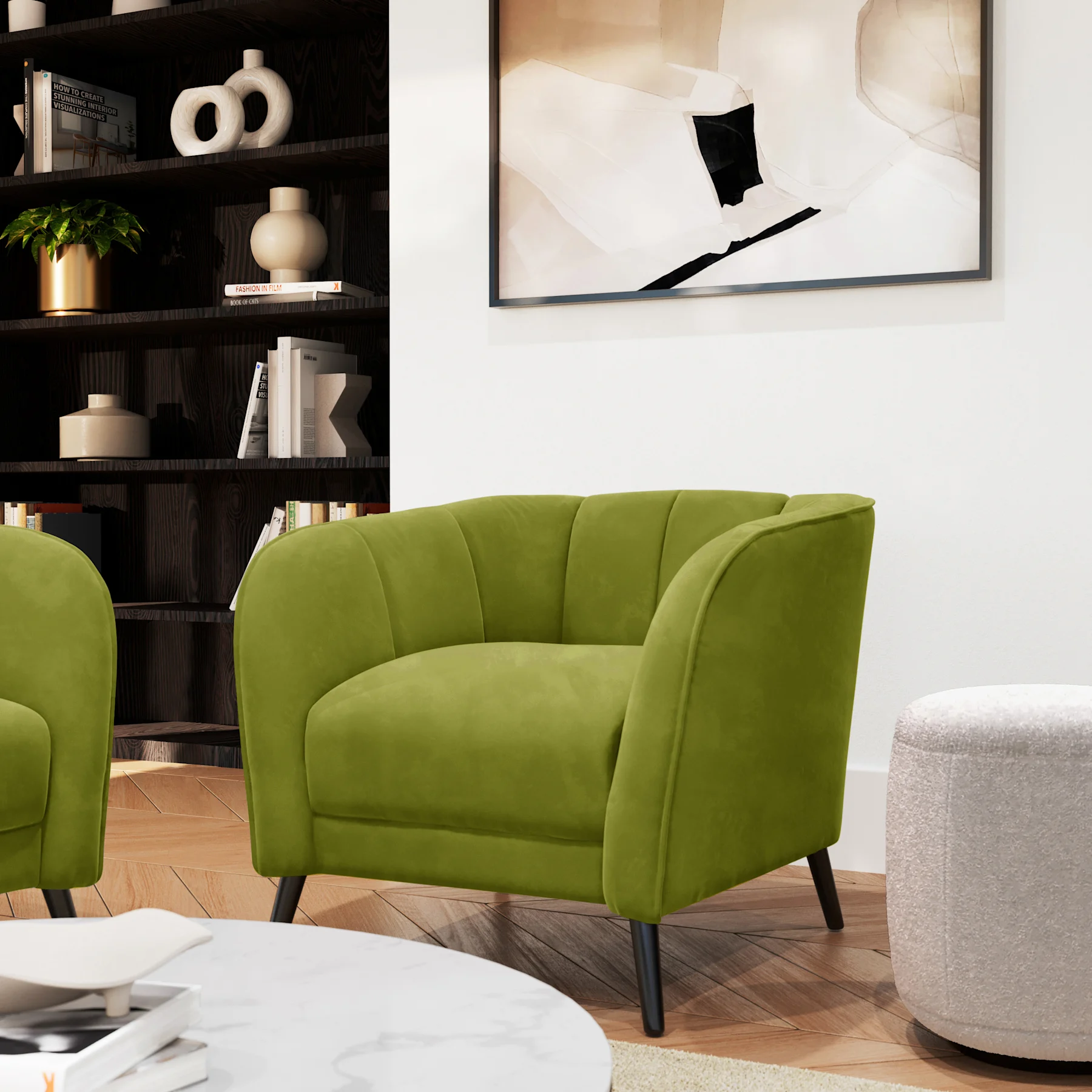 Loren Armchair, Olive Green Classic Velvet
