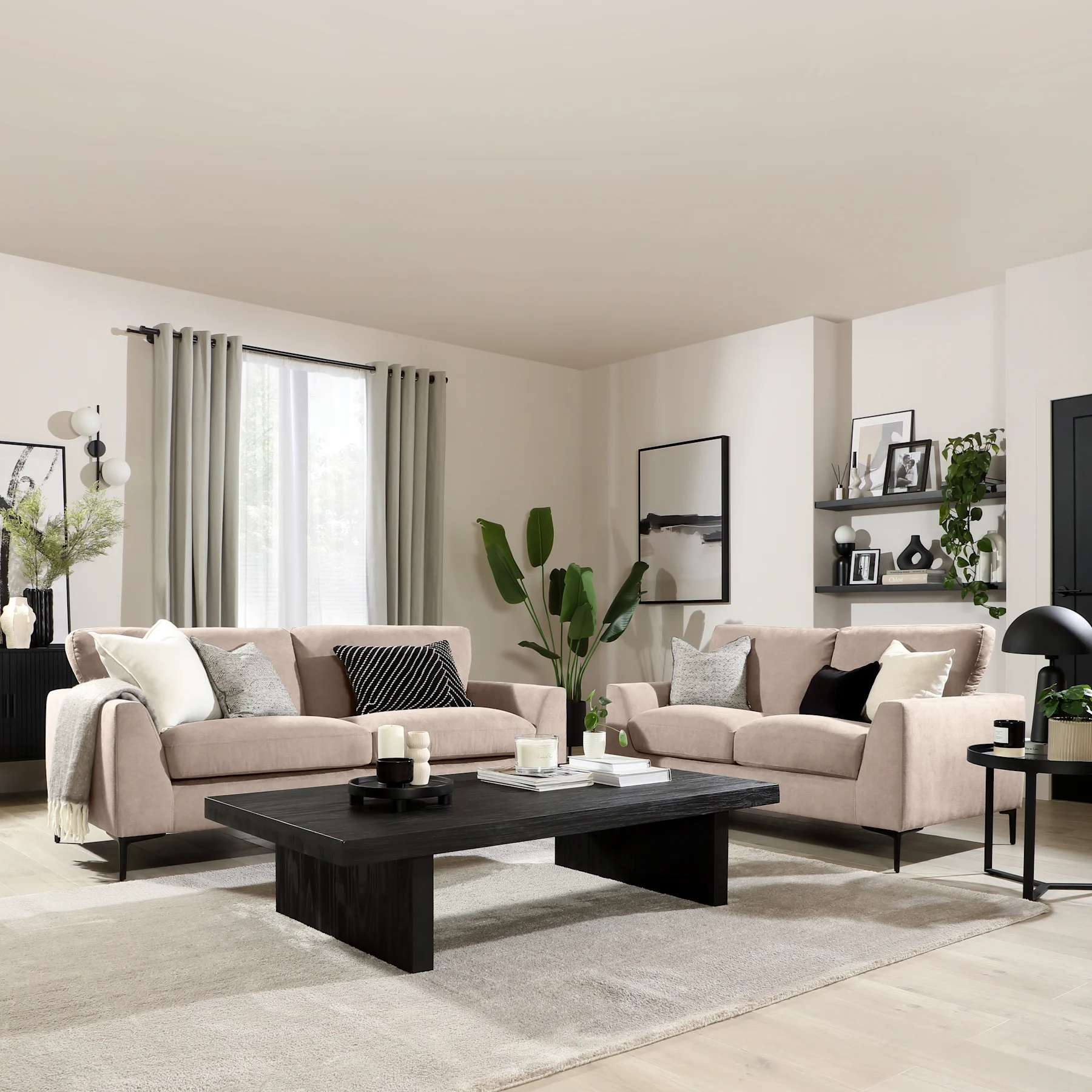 Lexi 3+2 Seater Sofa Set, Beige House Plush Fabric Only