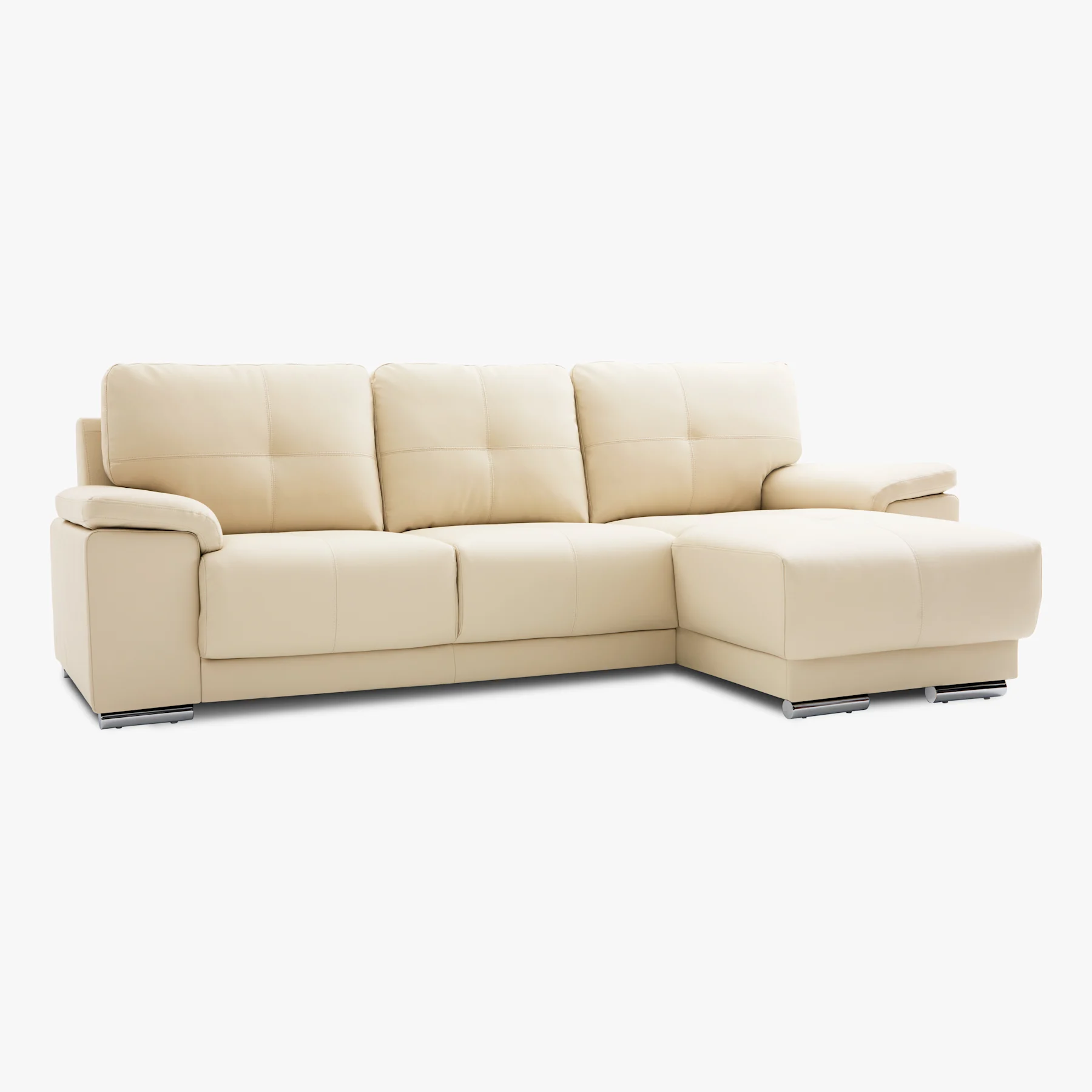 Kansas L-Shape Corner Sofa, Right Hand Facing, Ivory Premium Faux Leather