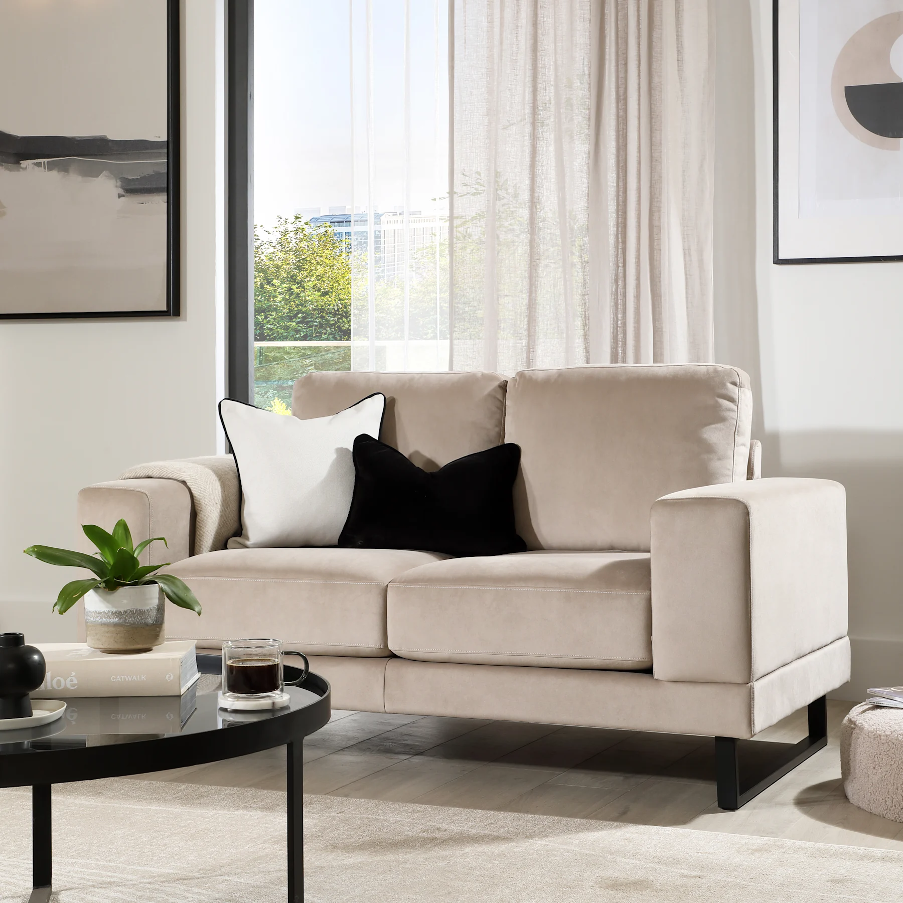 Alessia 2 Seater Sofa, Champagne Classic Velvet