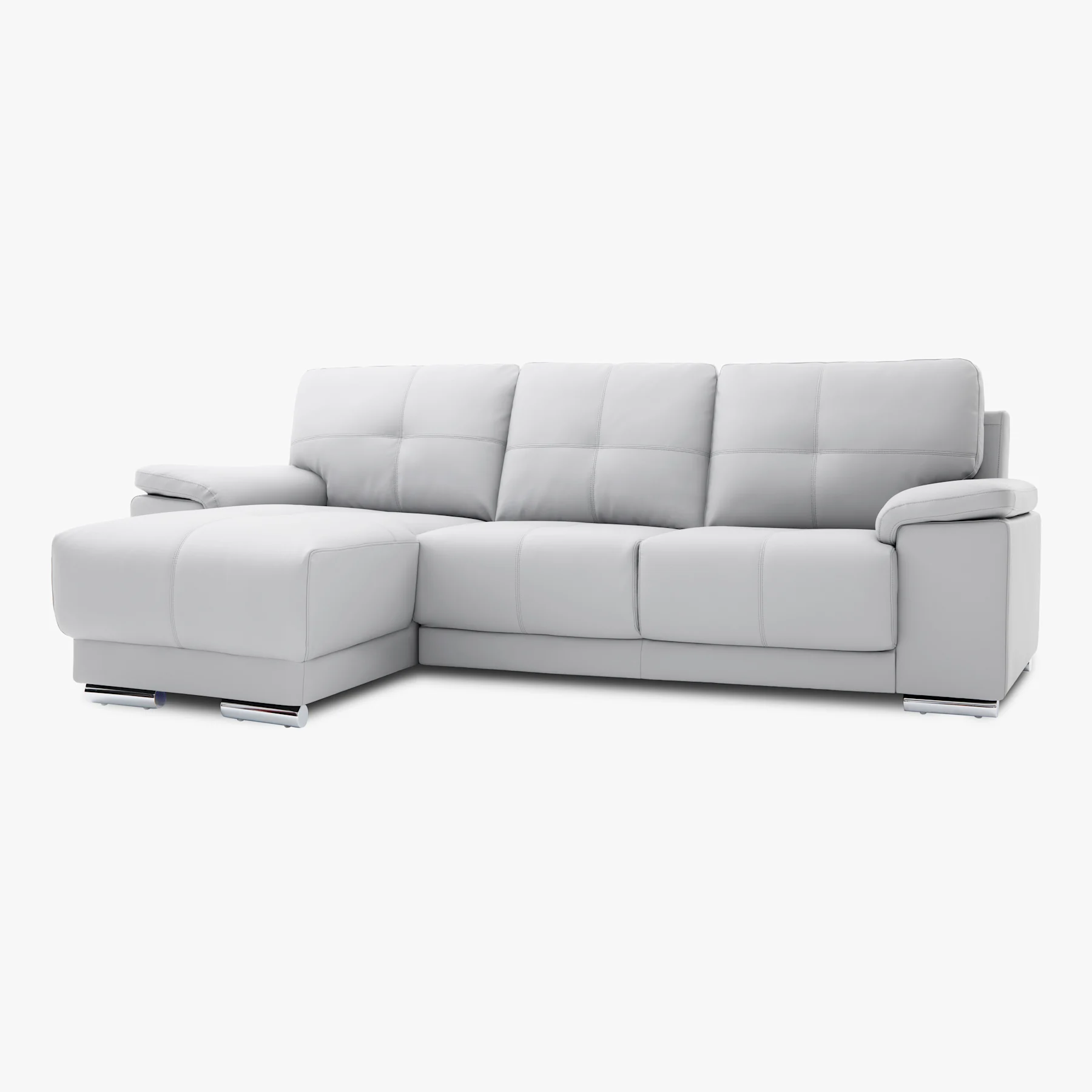Kansas L-Shape Corner Sofa, Left Hand Facing, Light Grey Premium Faux Leather