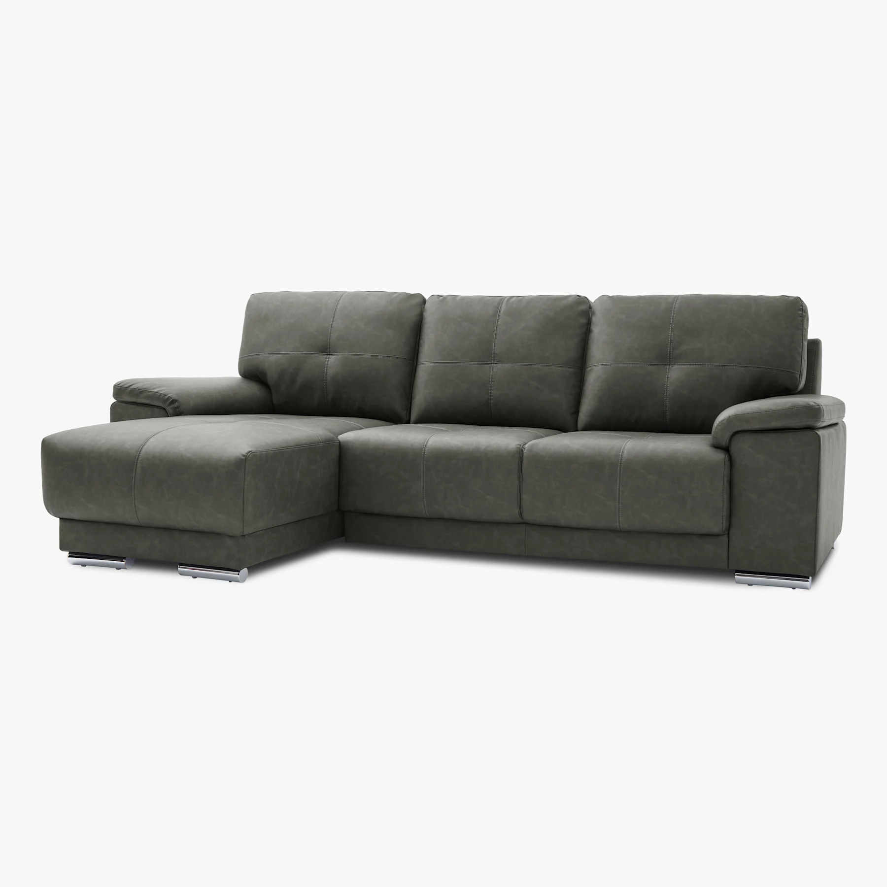 Kansas L-Shape Corner Sofa, Left Hand Facing, Vintage Grey Premium Faux Leather
