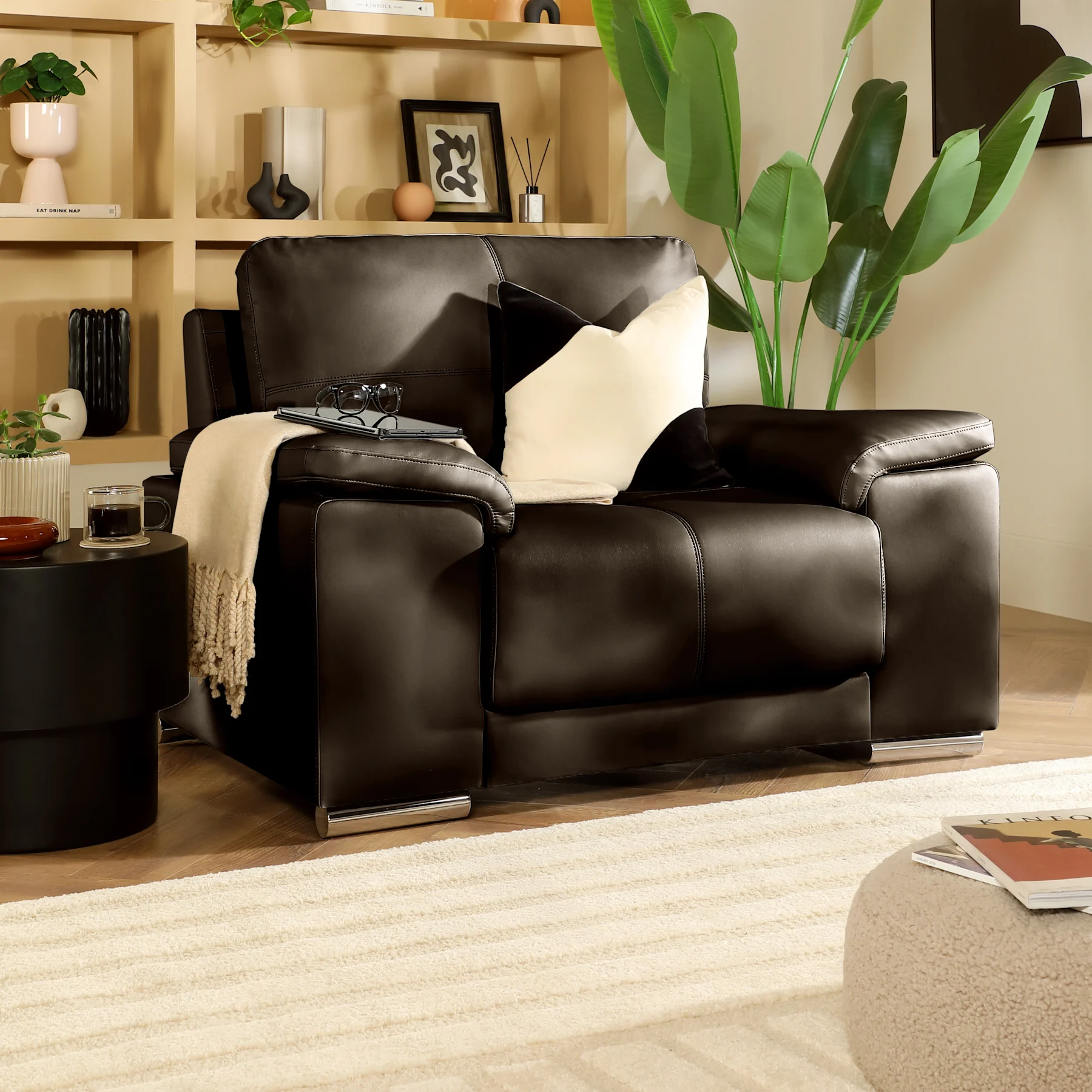 Kansas Armchair, Brown Premium Faux Leather