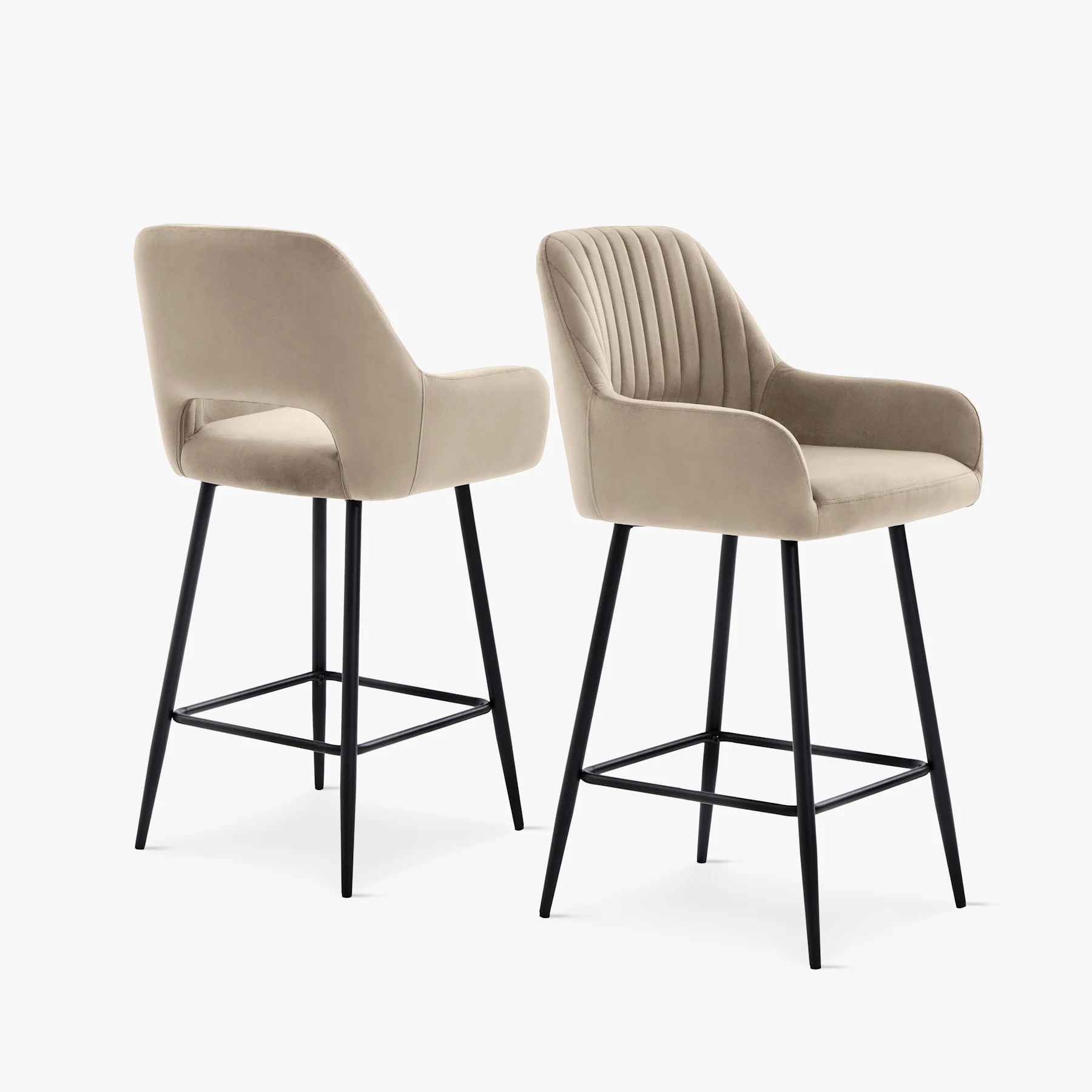 Clara Bar Stool, Champagne Classic Velvet & Black Steel