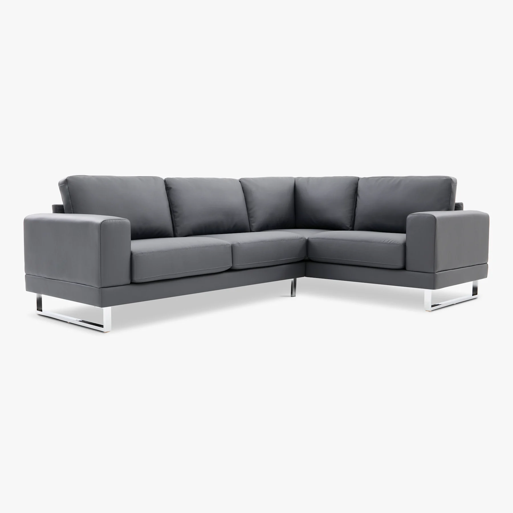 Alessia L-Shape Corner Sofa, Right Hand Facing, Grey Premium Faux Leather