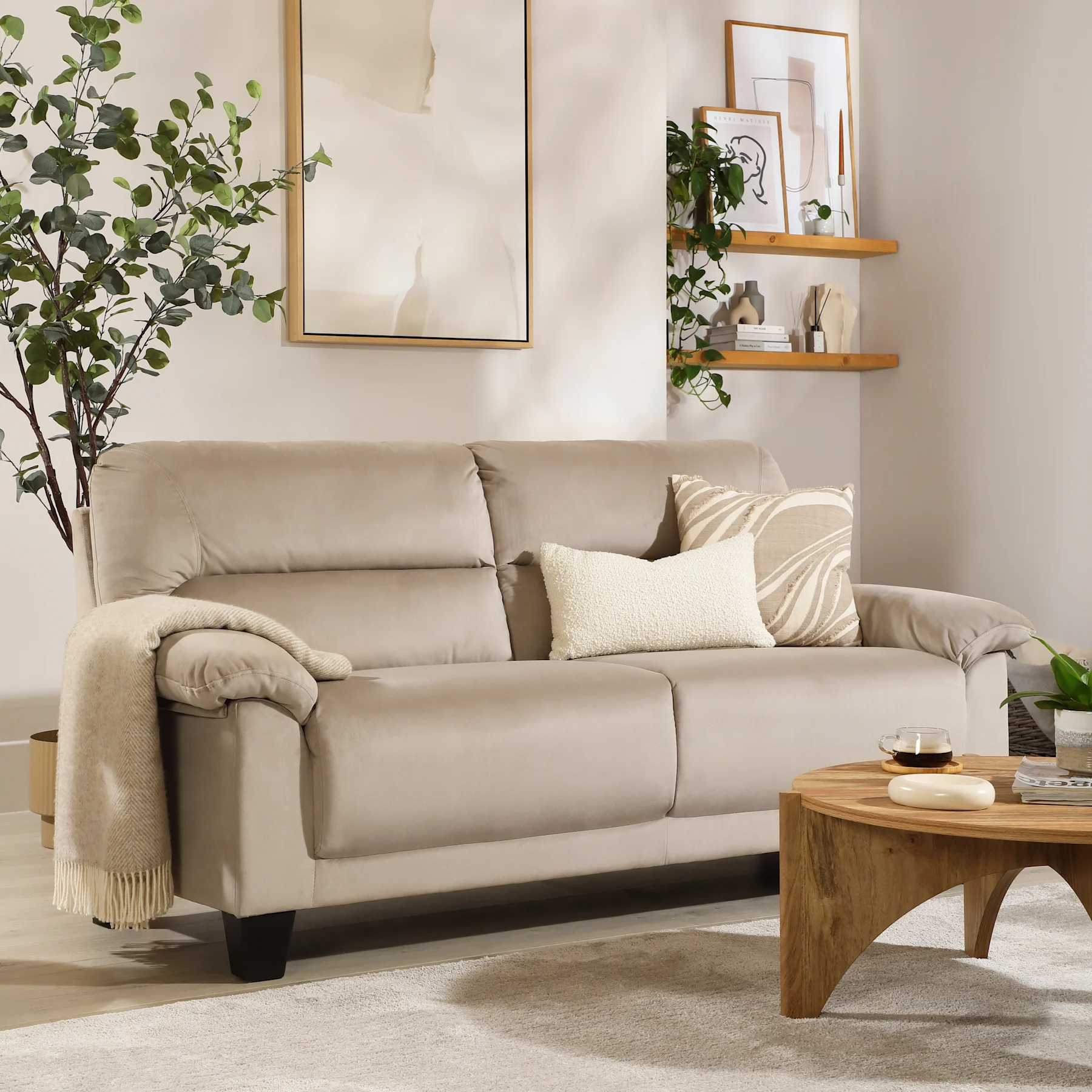 Austin Small 3 Seater Sofa, Champagne Classic Velvet