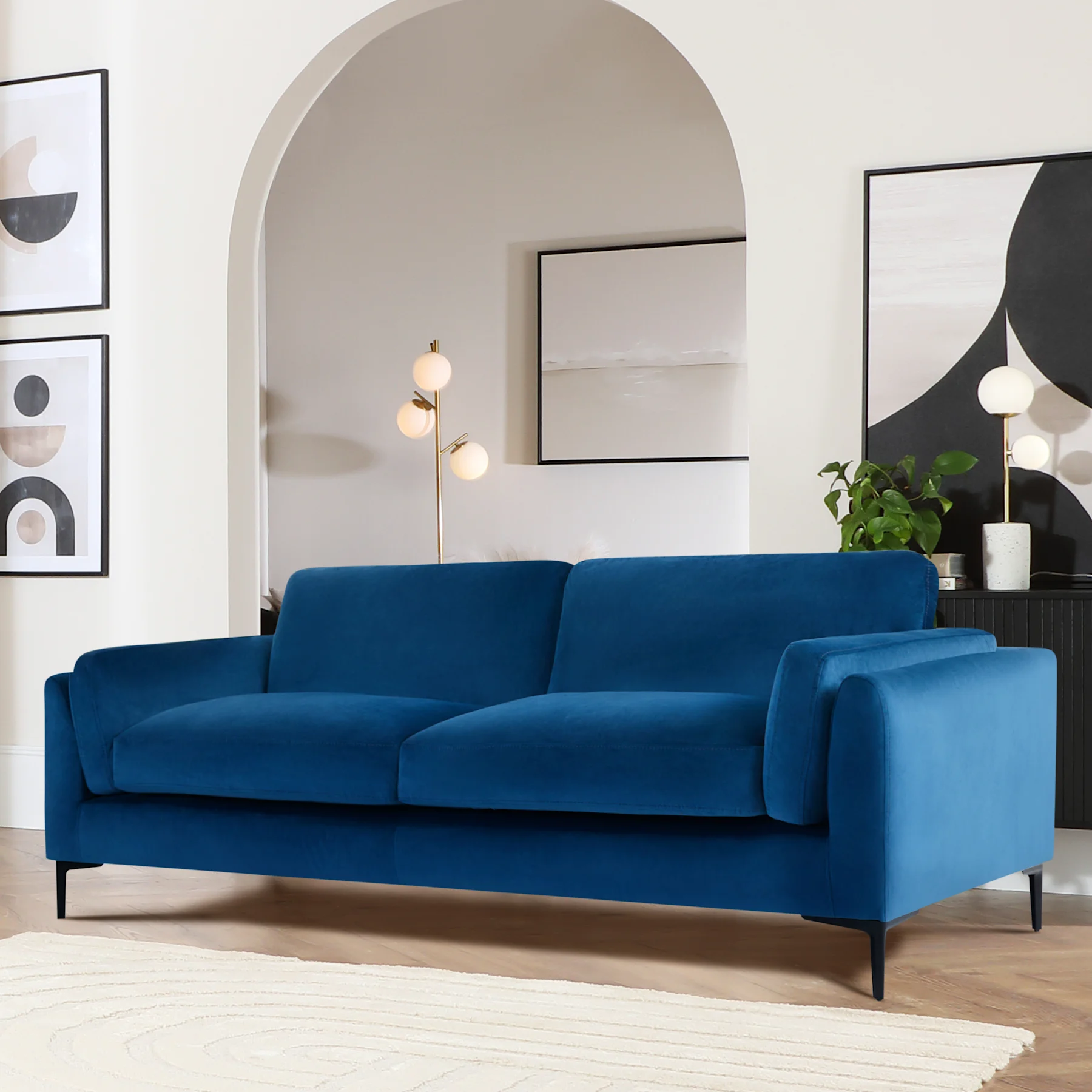 Lucia 3 Seater Sofa, Blue House Velvet