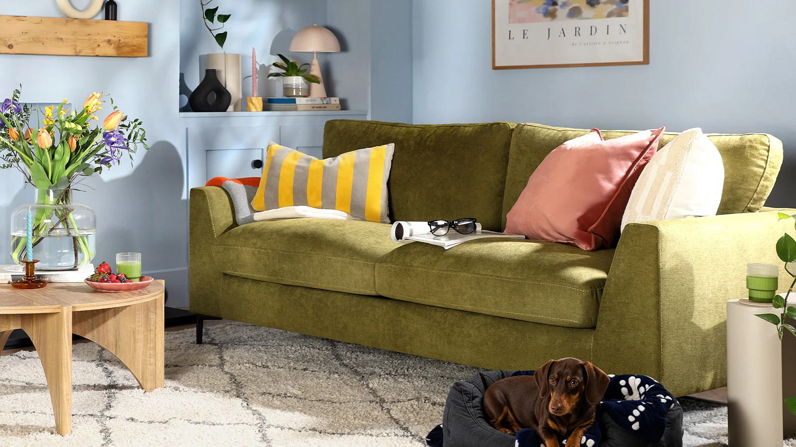 Lexi Olive Green Plush - Article Banner Dog
