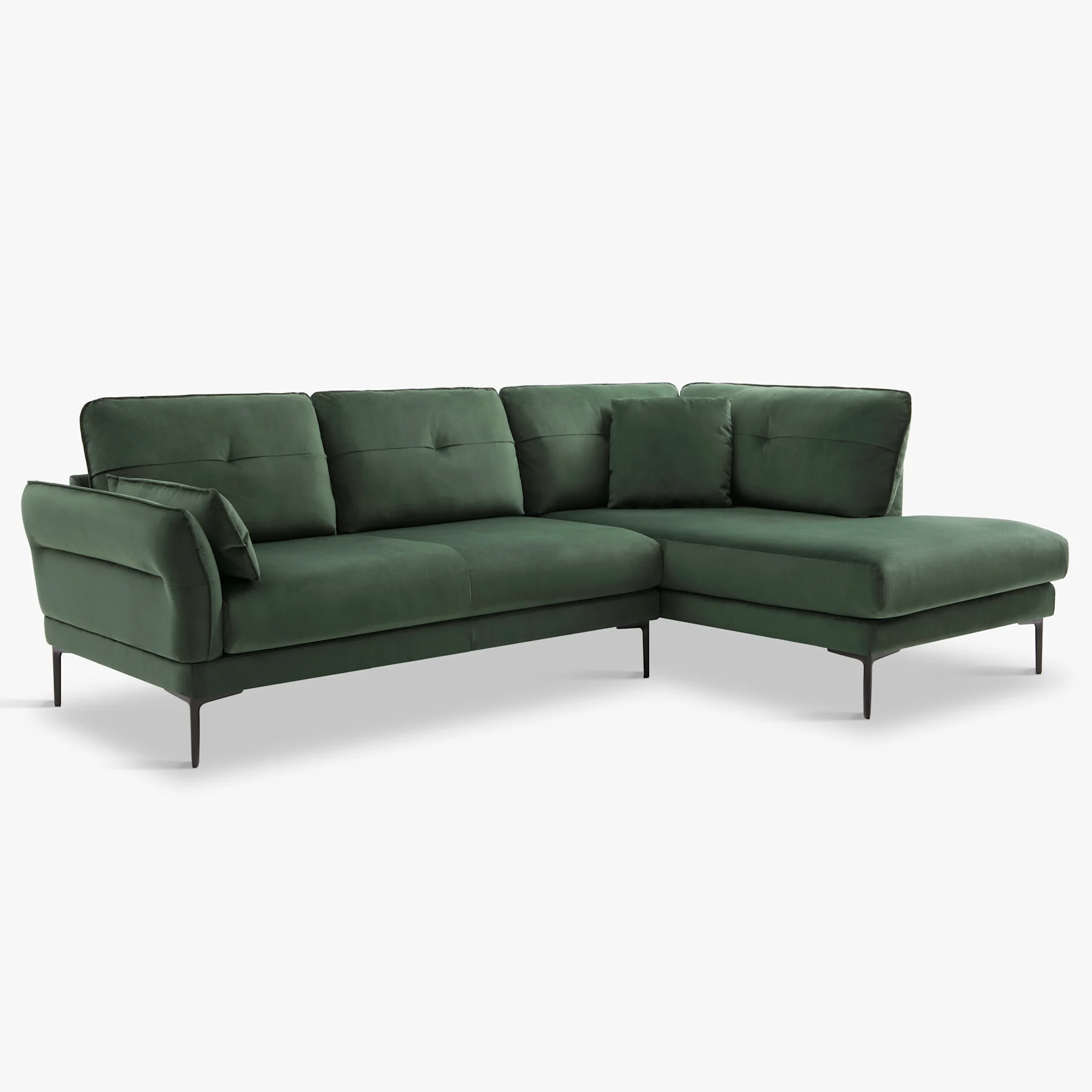 Larissa L-Shape Corner Sofa, Right Hand Facing, Moss Green Classic Velvet