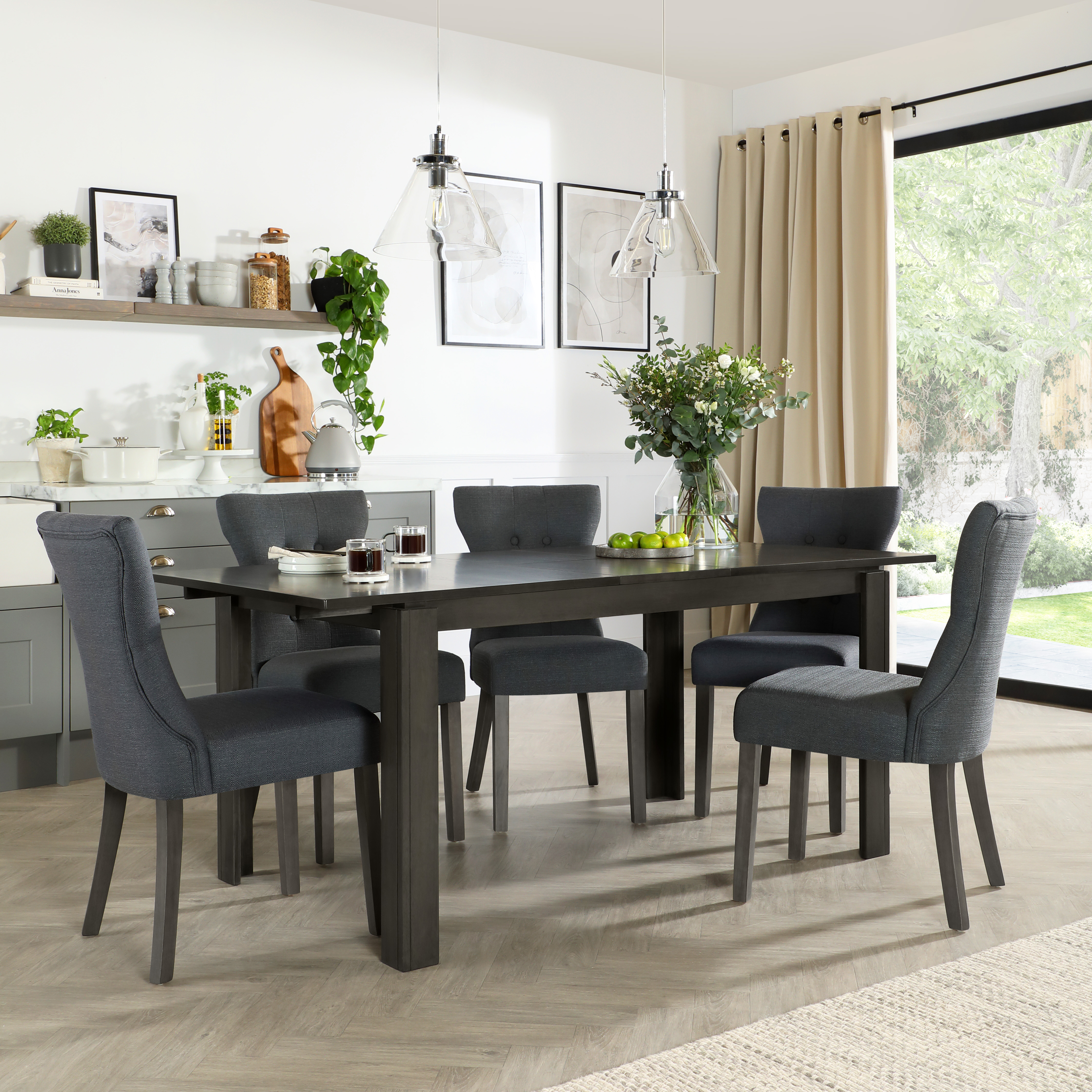 Bali Extending Dining Table Bewley Chairs, Grey Solid Hardwood - Main Image
