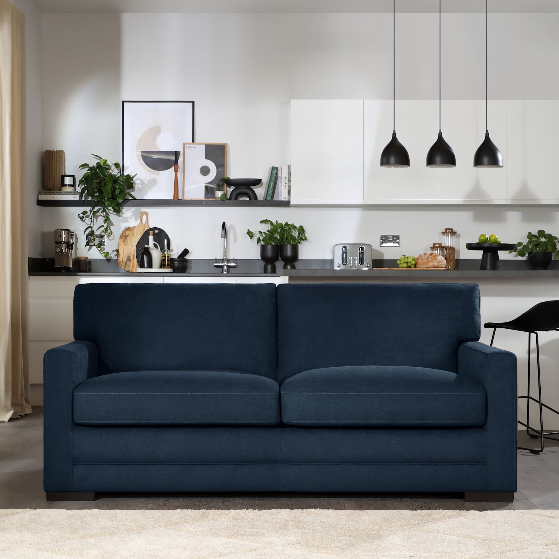 Arden 3 Seater Sofa, Navy Blue House Plush Fabric Only £599.99 ...
