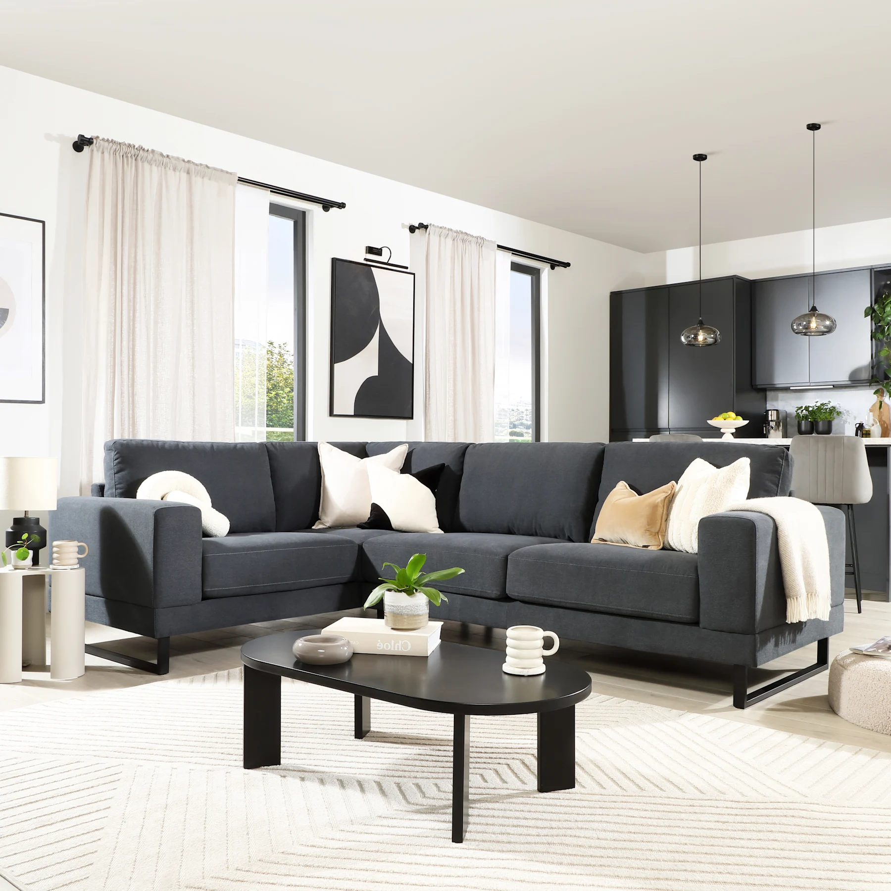 Alessia L-Shape Corner Sofa, Left-Hand Facing, Slate Grey Classic Plush Fabric