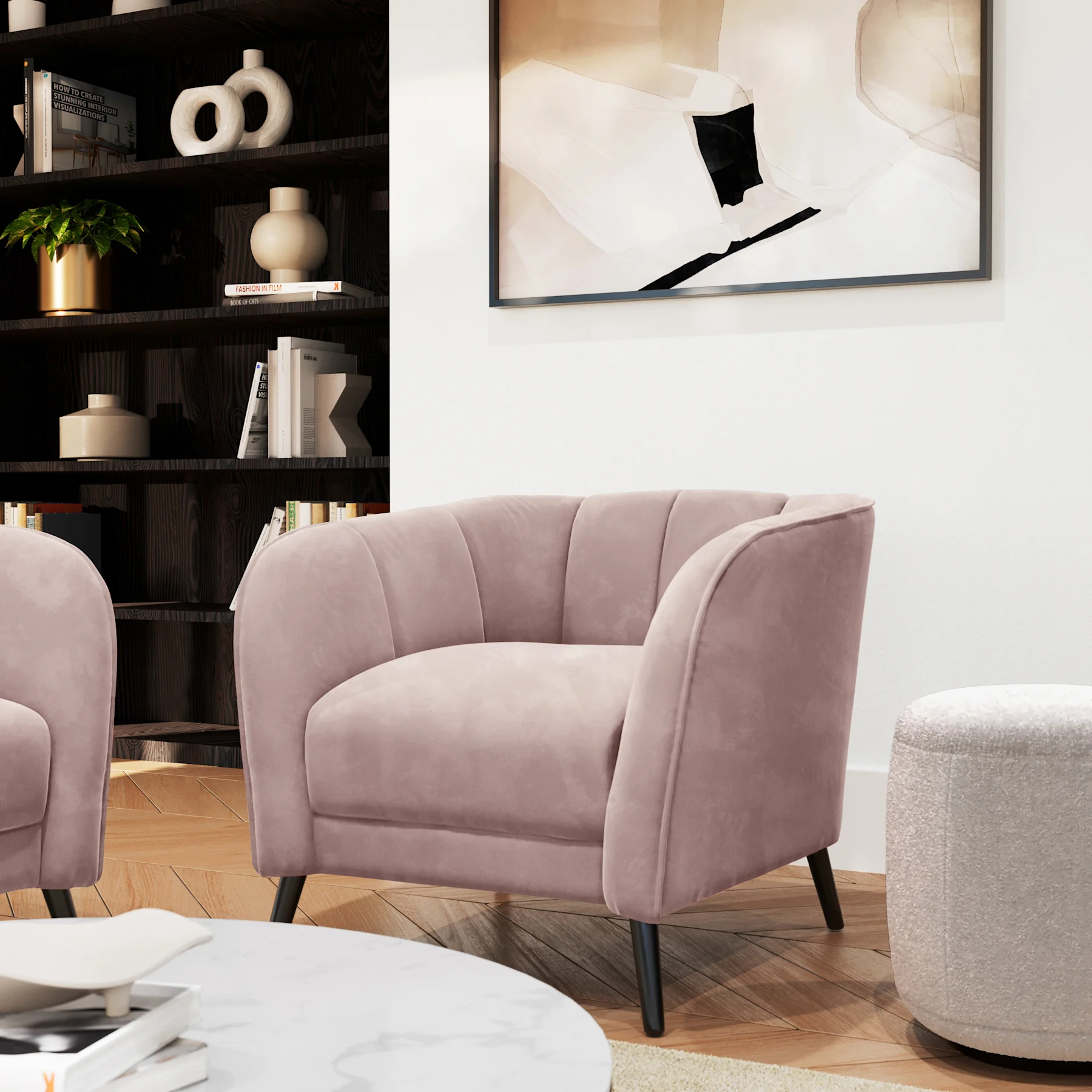 Loren Armchair, Dusky Pink Classic Velvet