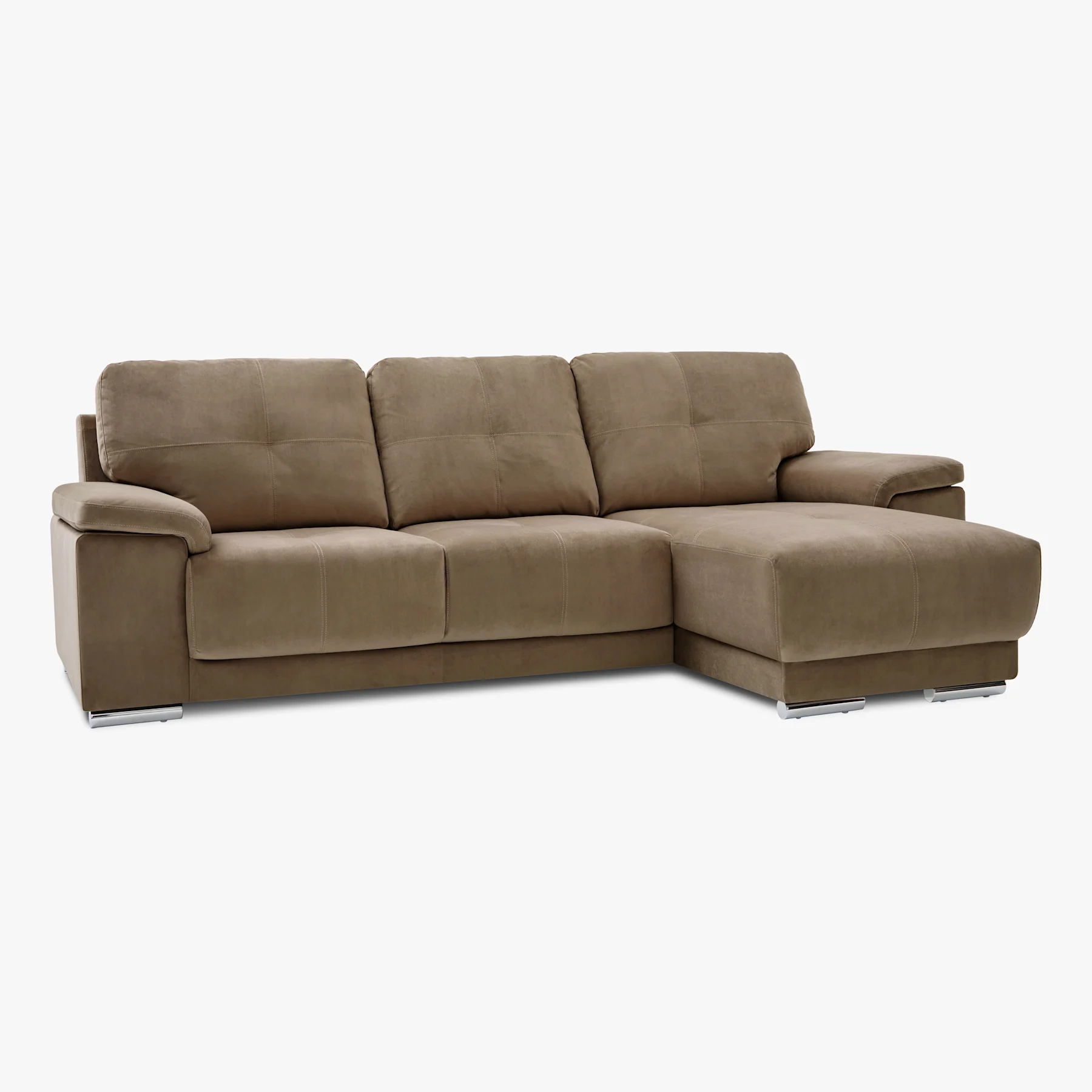 Kansas L-Shape Corner Sofa, Right Hand Facing, Beige Classic Velvet