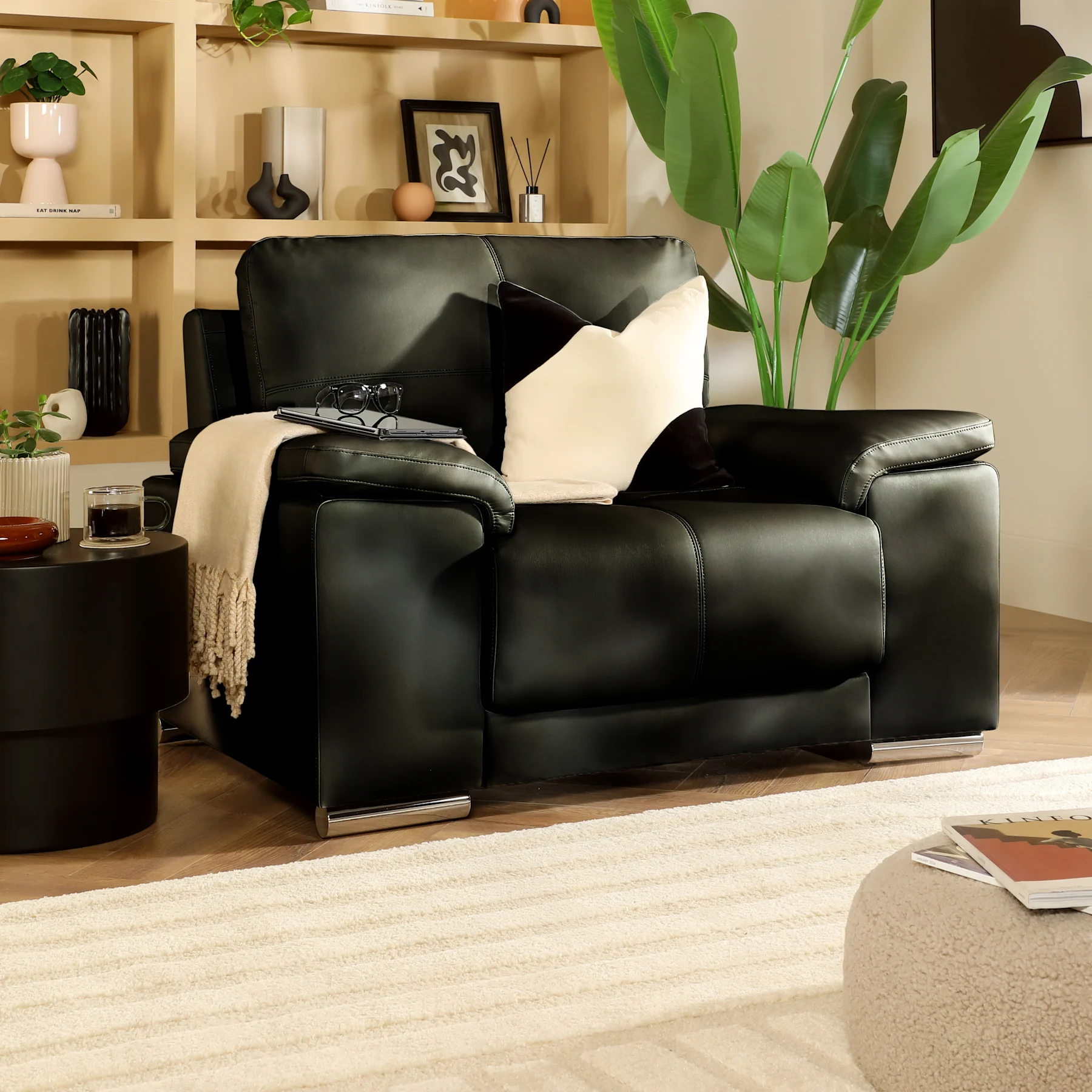 Kansas Armchair, Black Premium Faux Leather