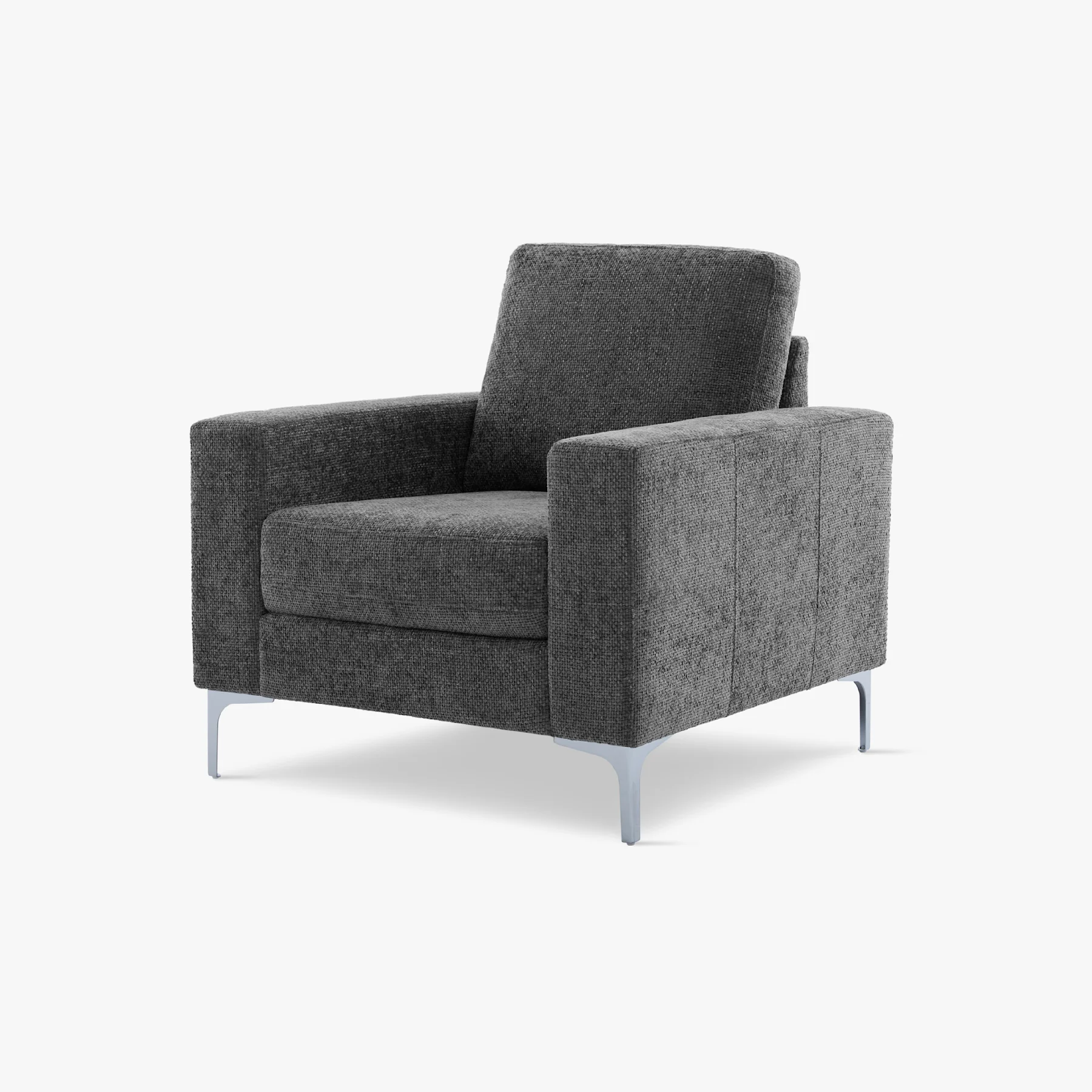 Baltimore Armchair, Dark Grey Woven Chenille Fabric