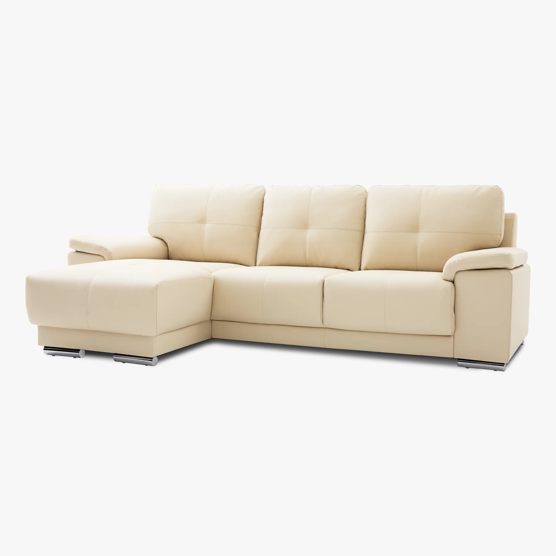 Kansas L-Shape Corner Sofa, Left Hand Facing, Ivory Premium Faux Leather