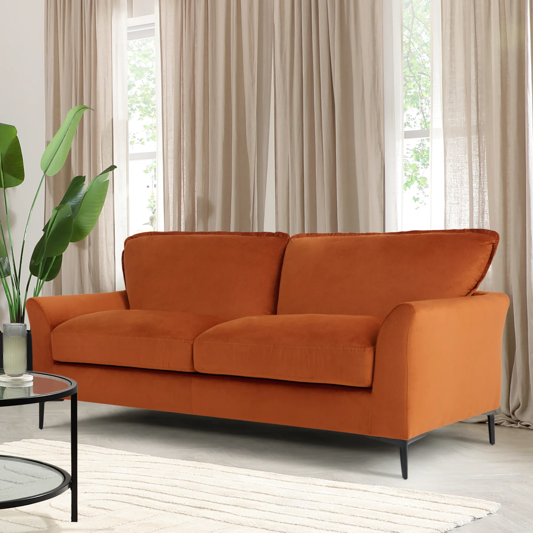 Seymour Seater Sofa, Burnt Orange House Velvet Only