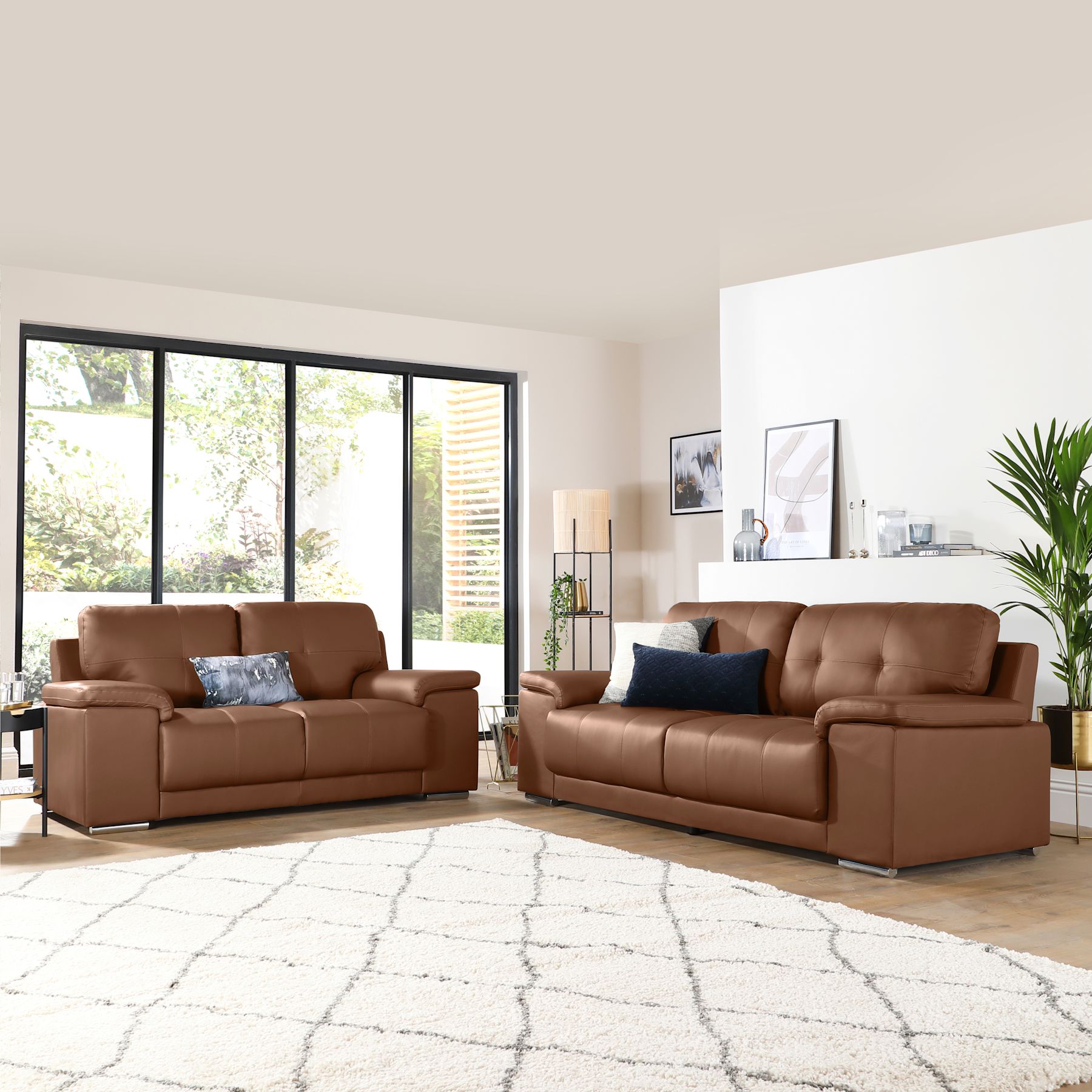 Kansas 3+2 Seater Sofa Set, Tan Premium Faux Leather Only £1,199.98 ...