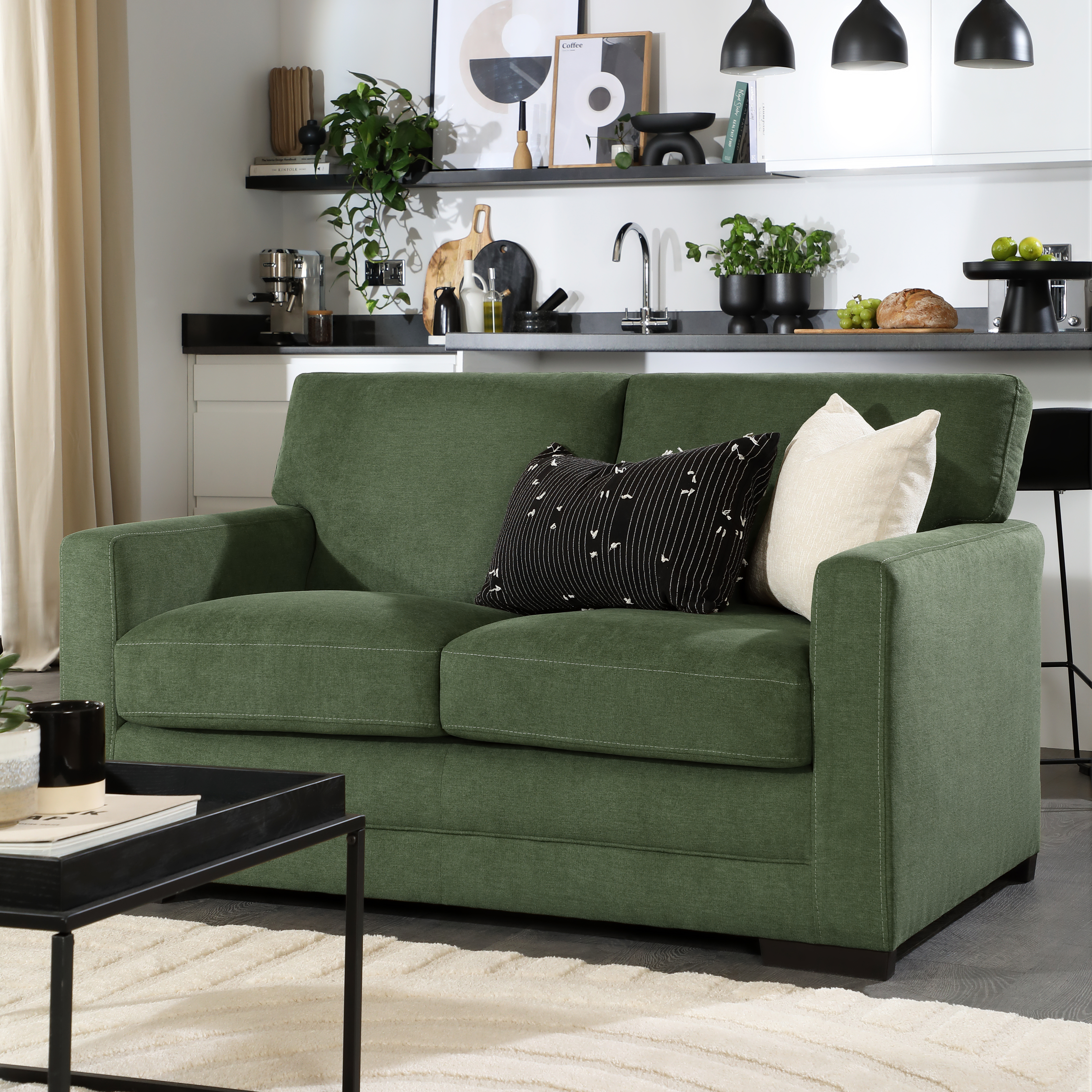 Arden 2 Seater Sofa, Moss Green House Plush Fabric Only £449.99