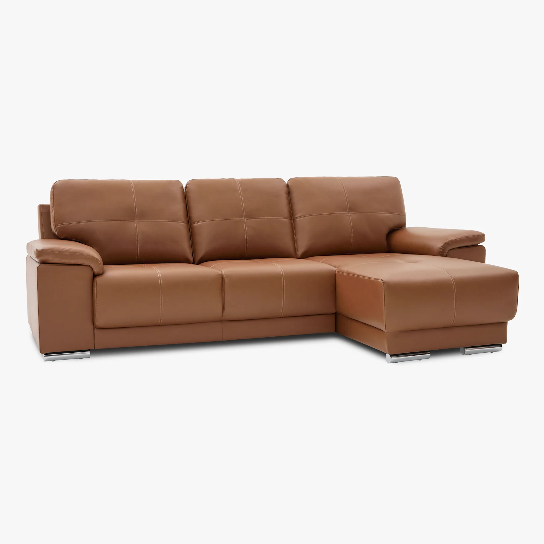 Kansas L-Shape Corner Sofa, Right Hand Facing, Tan Premium Faux Leather