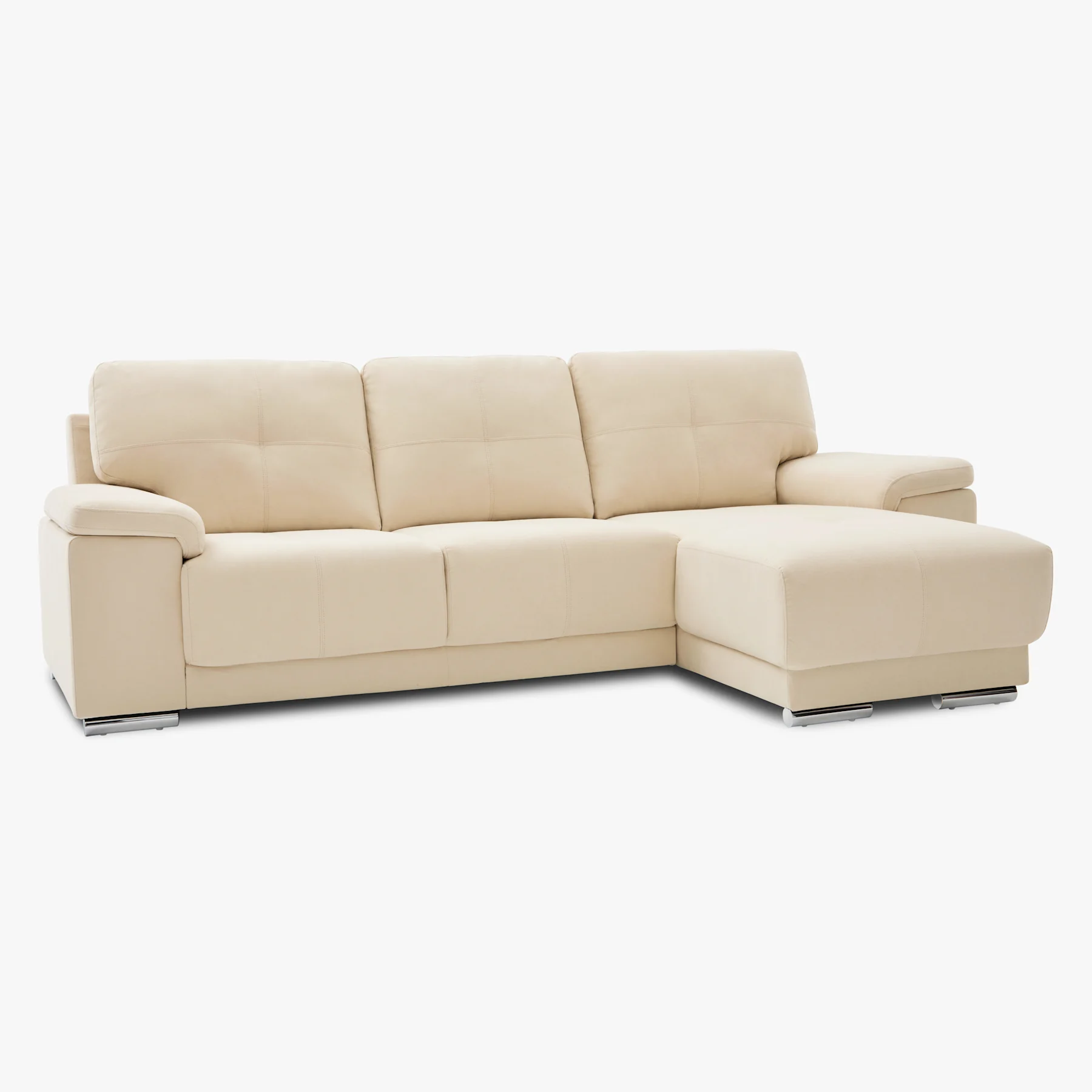 Kansas L-Shape Corner Sofa, Right Hand Facing, Ivory Classic Plush Fabric