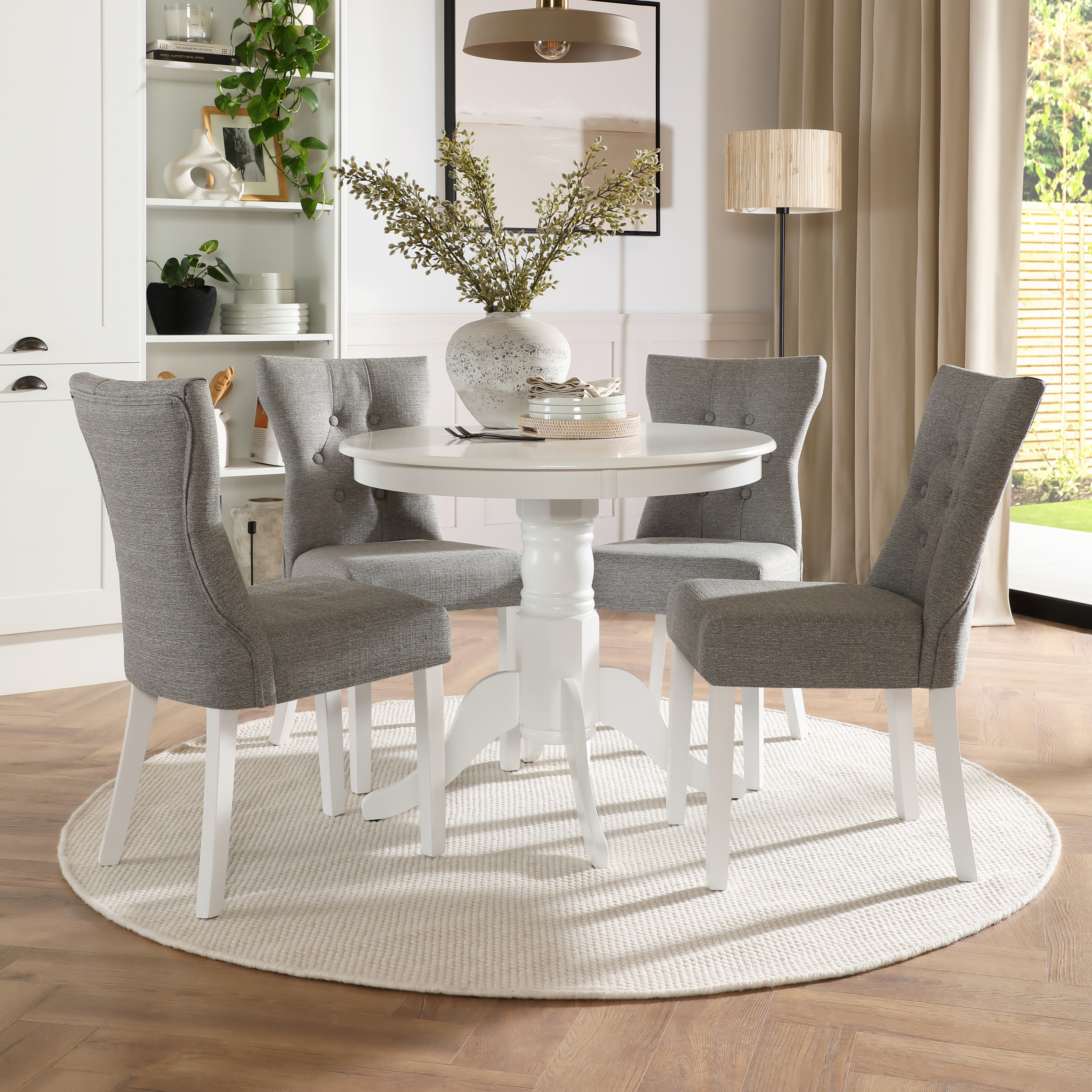 Round Dining Tables White Gloss Table And Grey Chairs Canora Grey Edzard  Statement Round Dining Table Set In Luxury