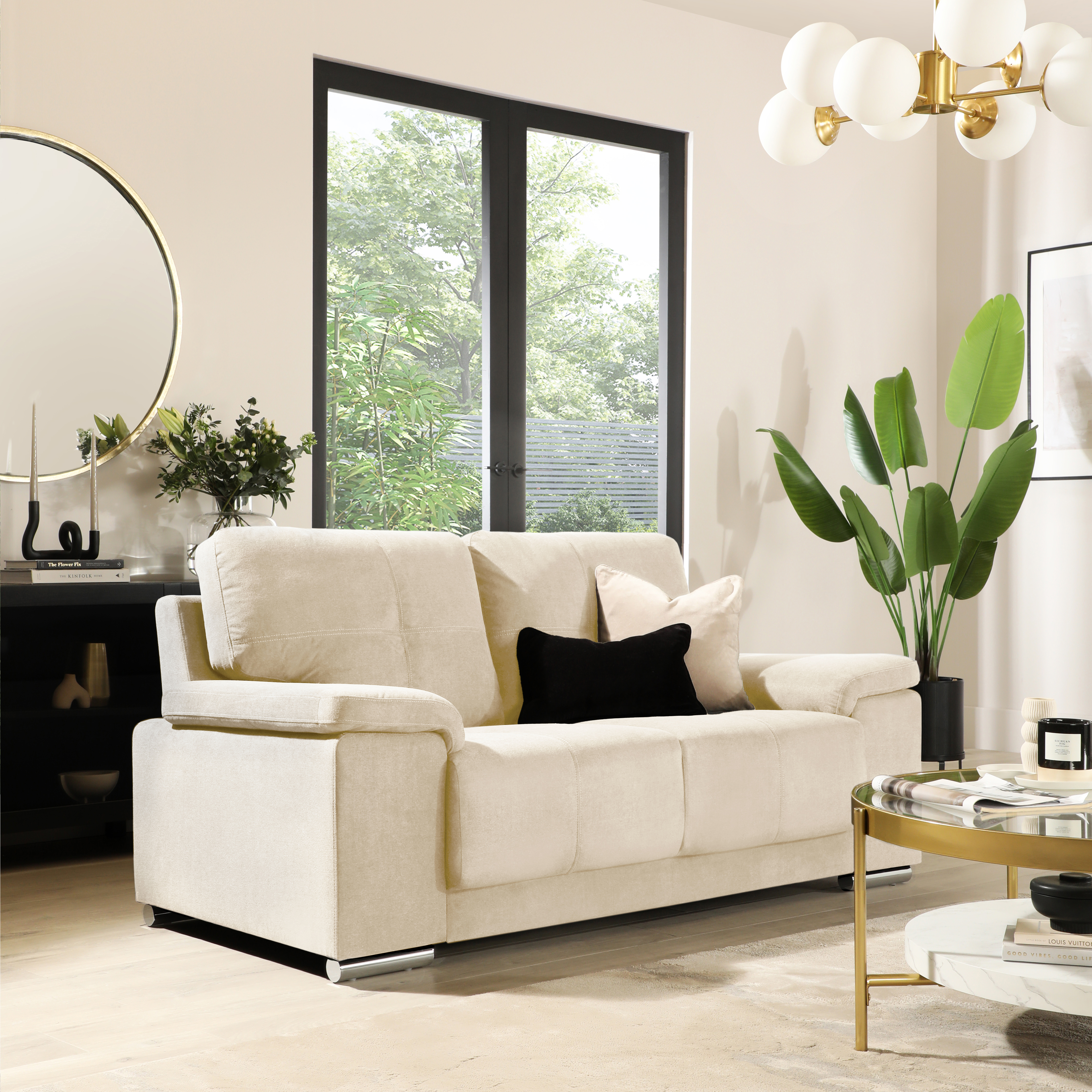 Kansas 2 Seater Sofa, Ivory Classic Plush Fabric Only £549.99