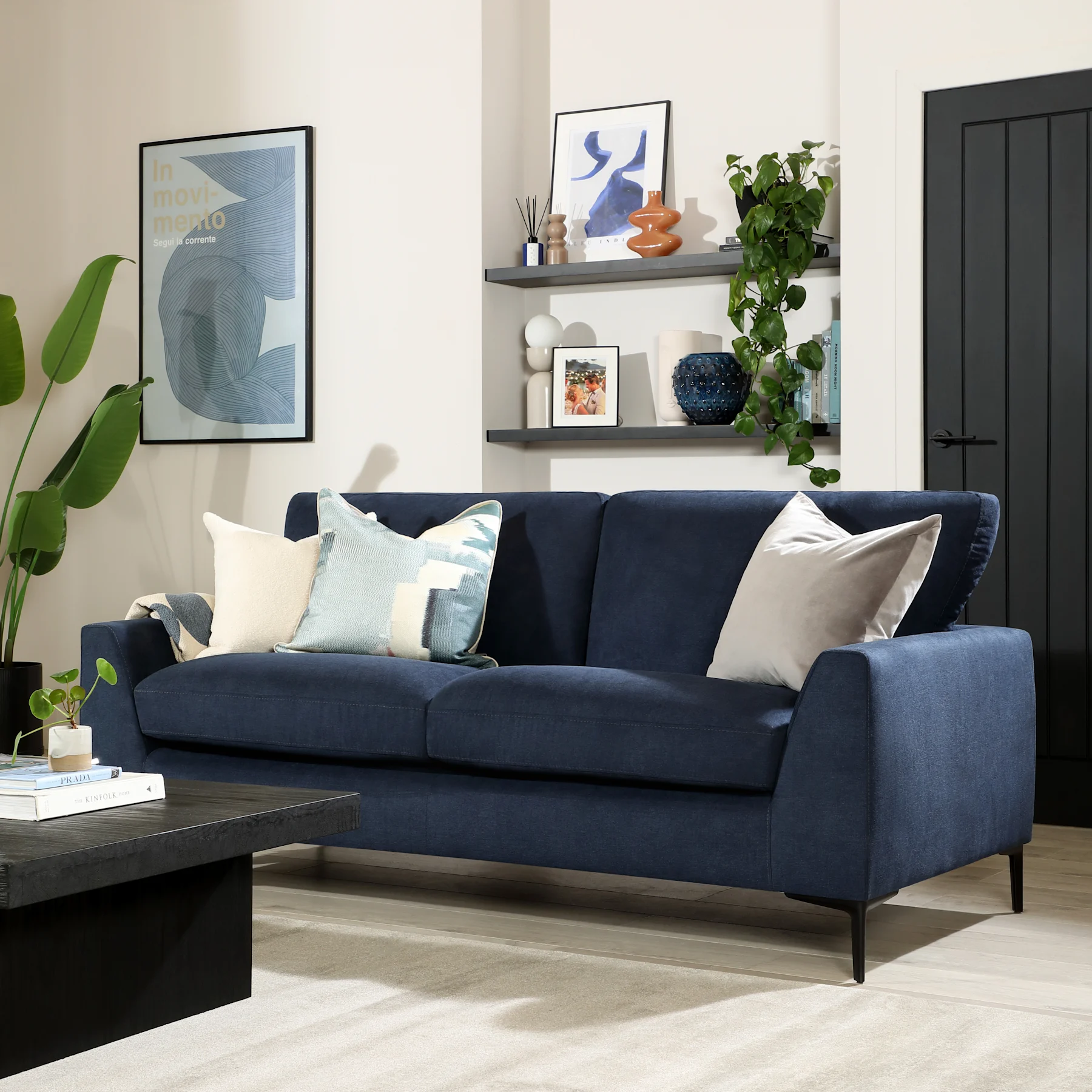 Lexi Seater Sofa, Navy Blue House Plush Fabric Only