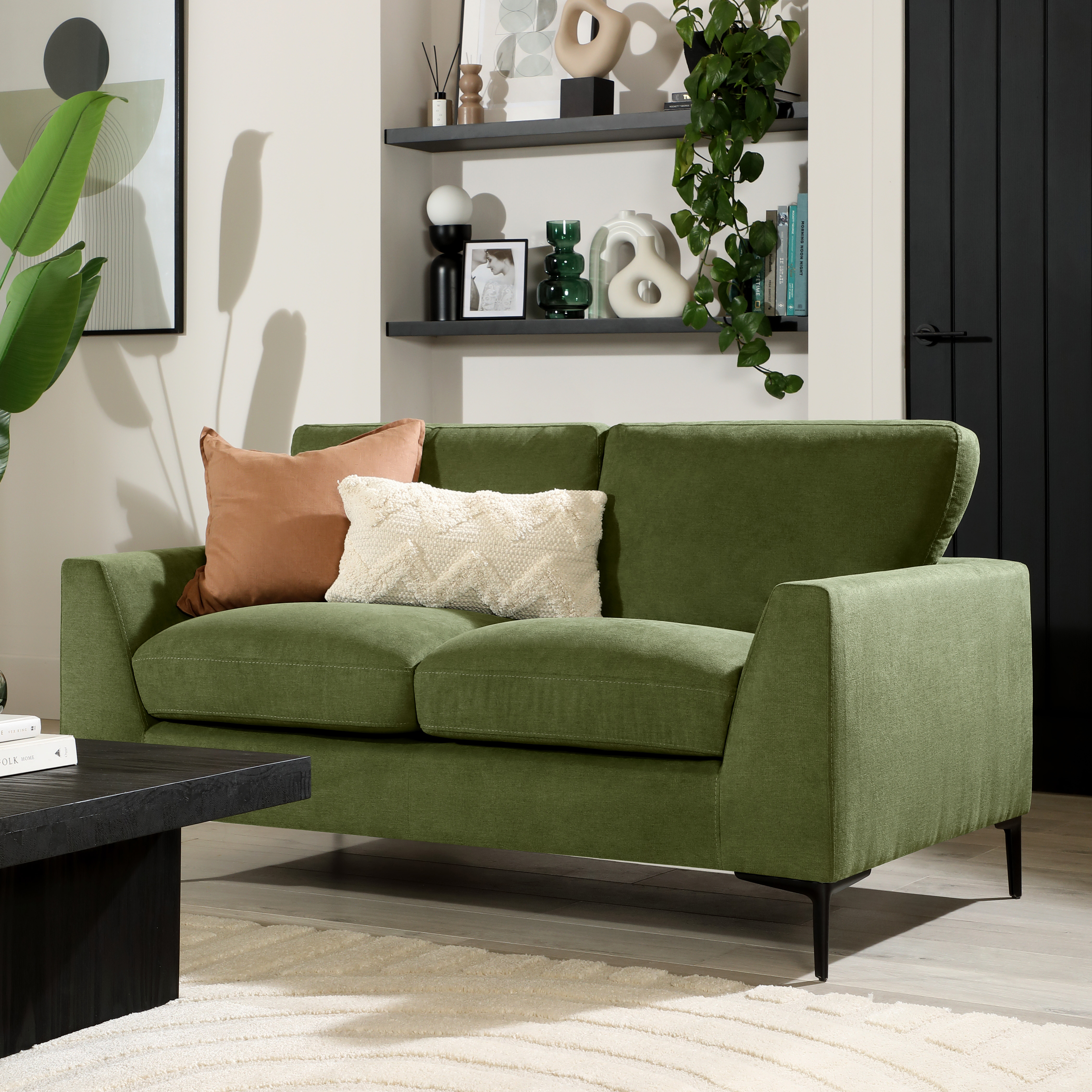Lexi 2 Seater Sofa, Olive Green House Plush Fabric Only £449.99