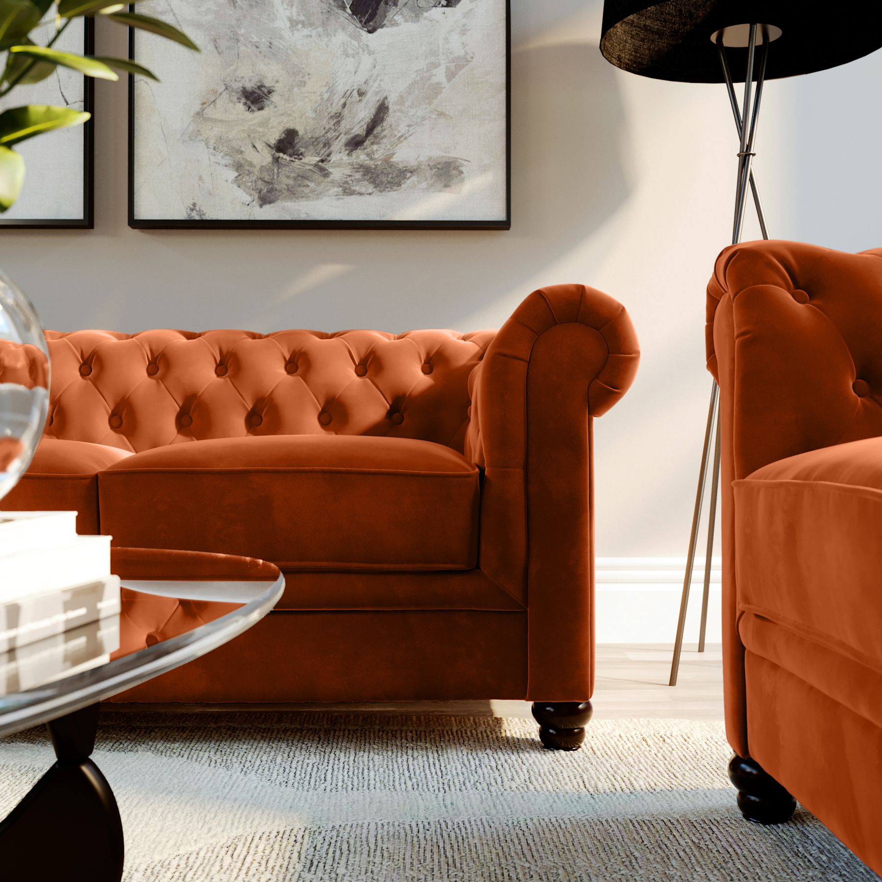 Hampton 2 Seater Chesterfield Sofa, Burnt Orange Classic Velvet Only £ — free download