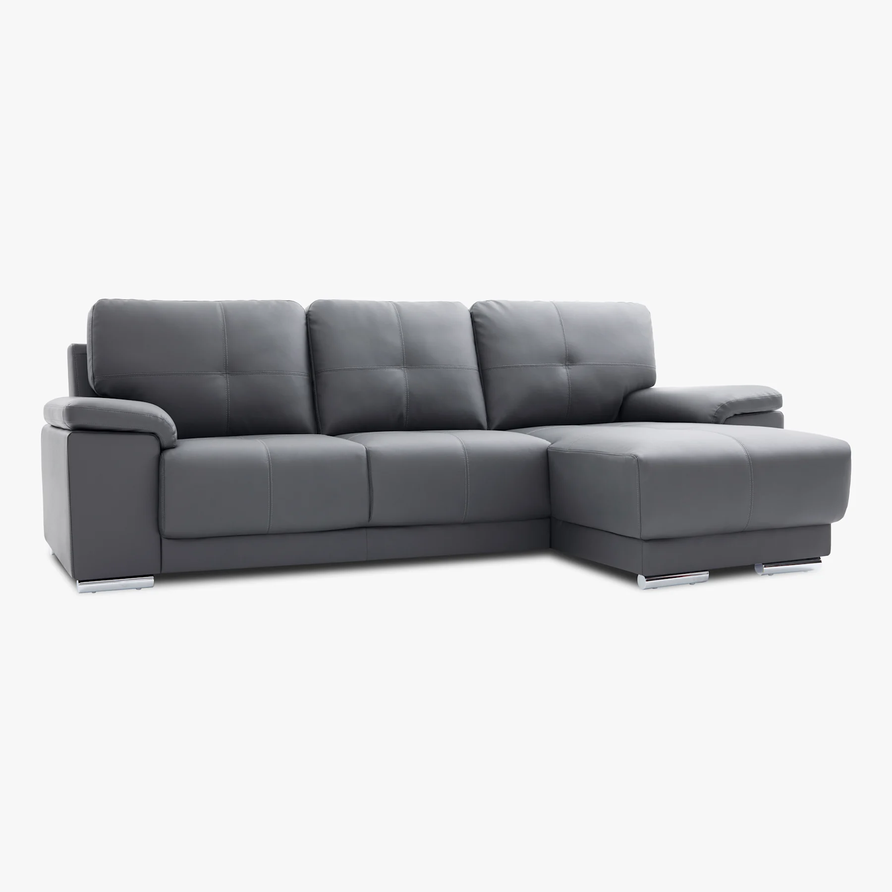 Kansas L-Shape Corner Sofa, Right Hand Facing, Grey Premium Faux Leather