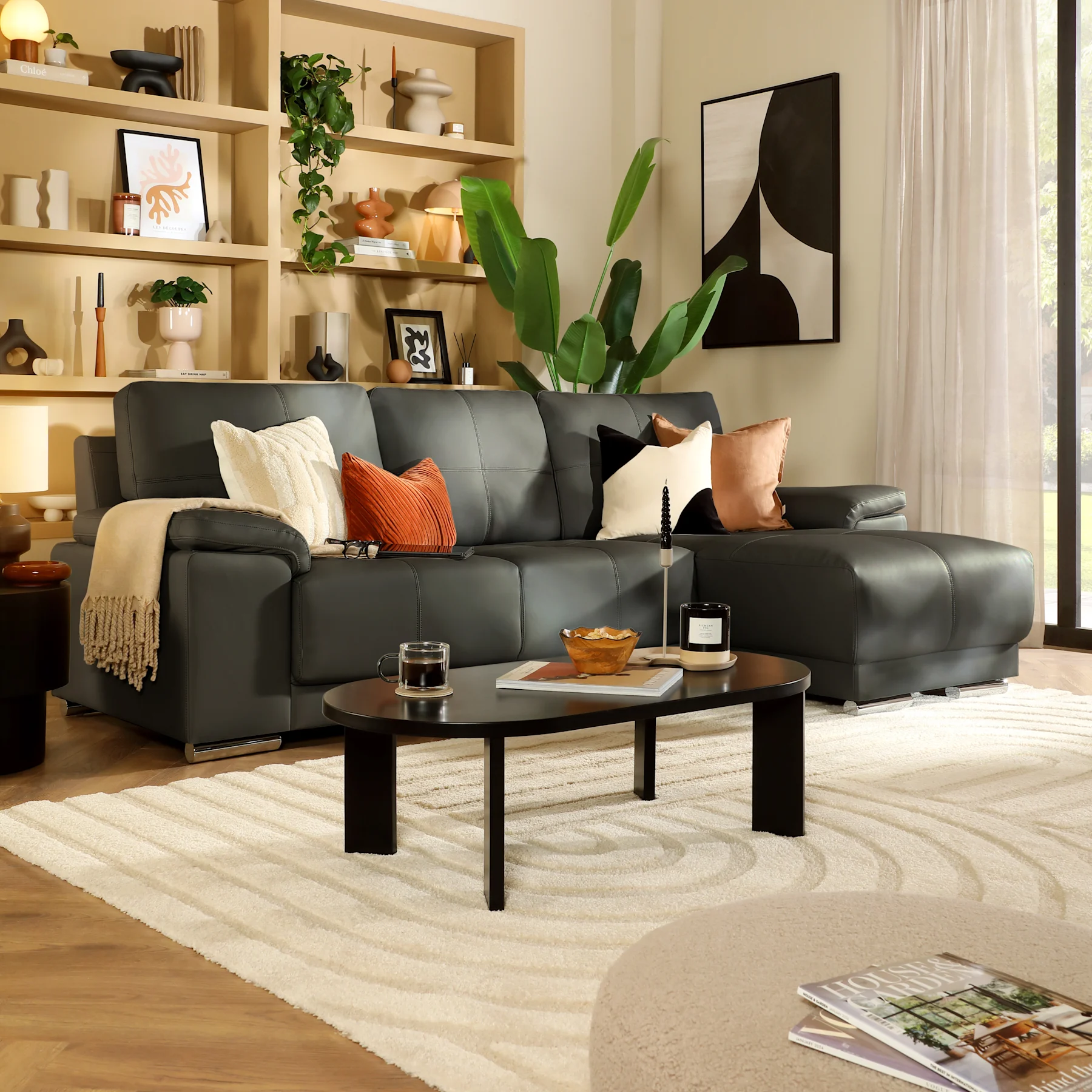 Kansas L-Shape Corner Sofa, Right-Hand Facing, Grey Premium Faux Leather