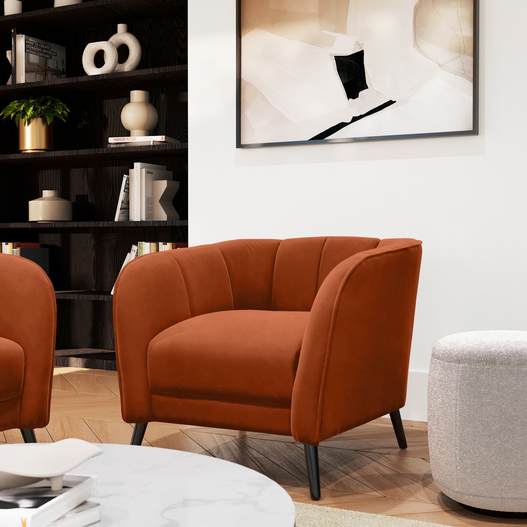 Hemingway Burnt Orange Velvet Armchair main image 0