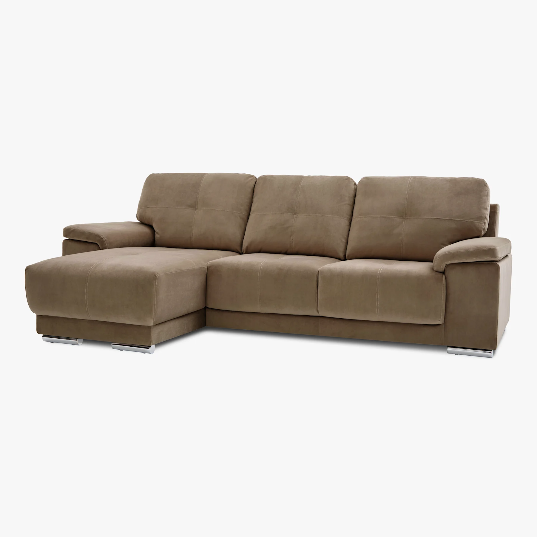 Kansas L-Shape Corner Sofa, Left Hand Facing, Beige Classic Velvet